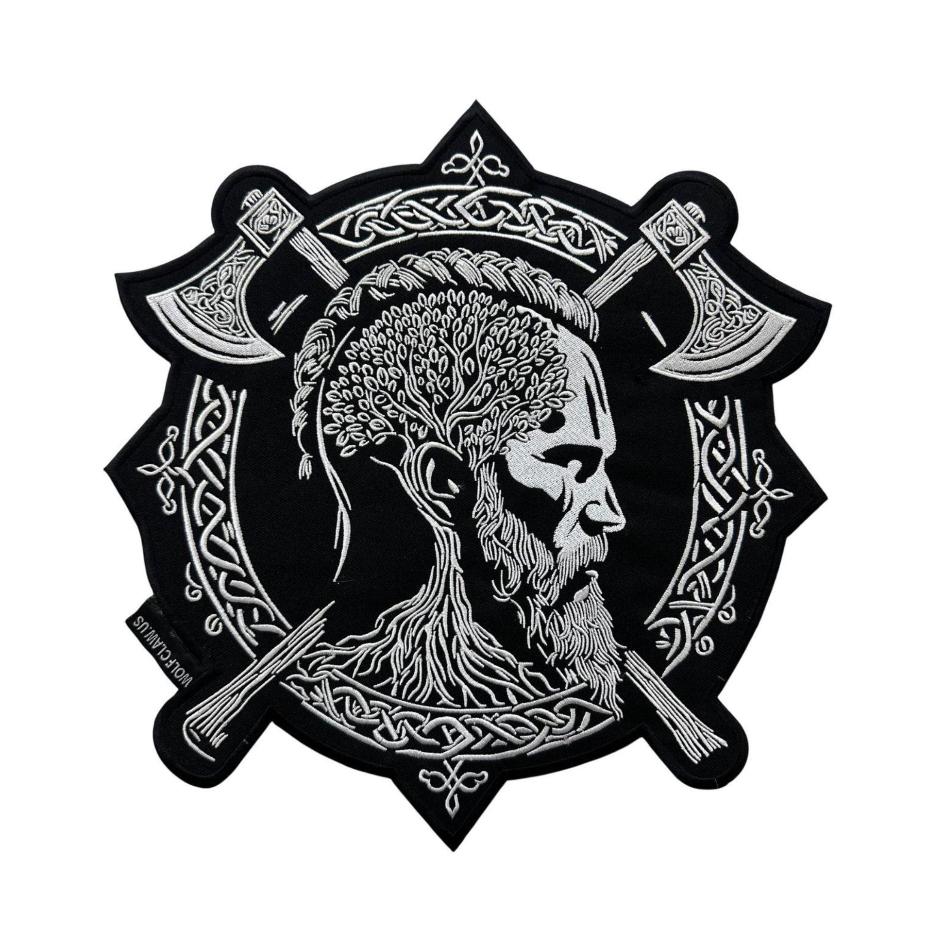 Viking Jacket - Viking Warrior Embroidered Patch, Norse Helmet Back Applique, Gold Black Gothic