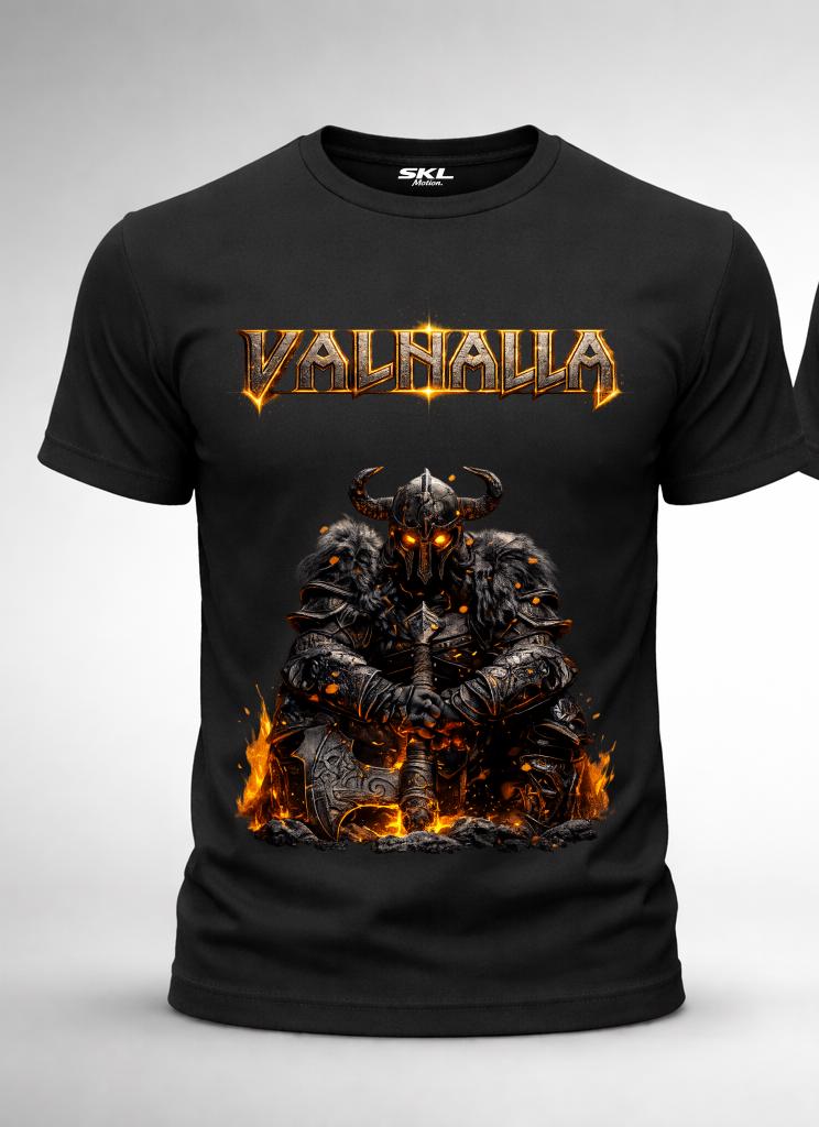 Viking Valhalla T-Shirt - Men's Viking Valhalla T-shirt, Norse Fire Warrior T-shirt, Dark Fantasy