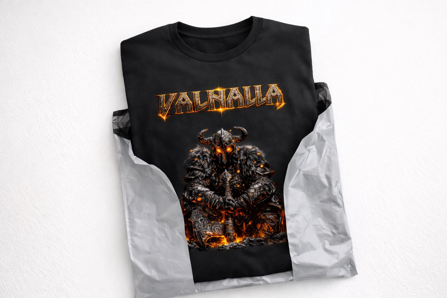 Viking Valhalla T-Shirt - Men's Viking Valhalla T-shirt, Norse Fire Warrior T-shirt, Dark Fantasy