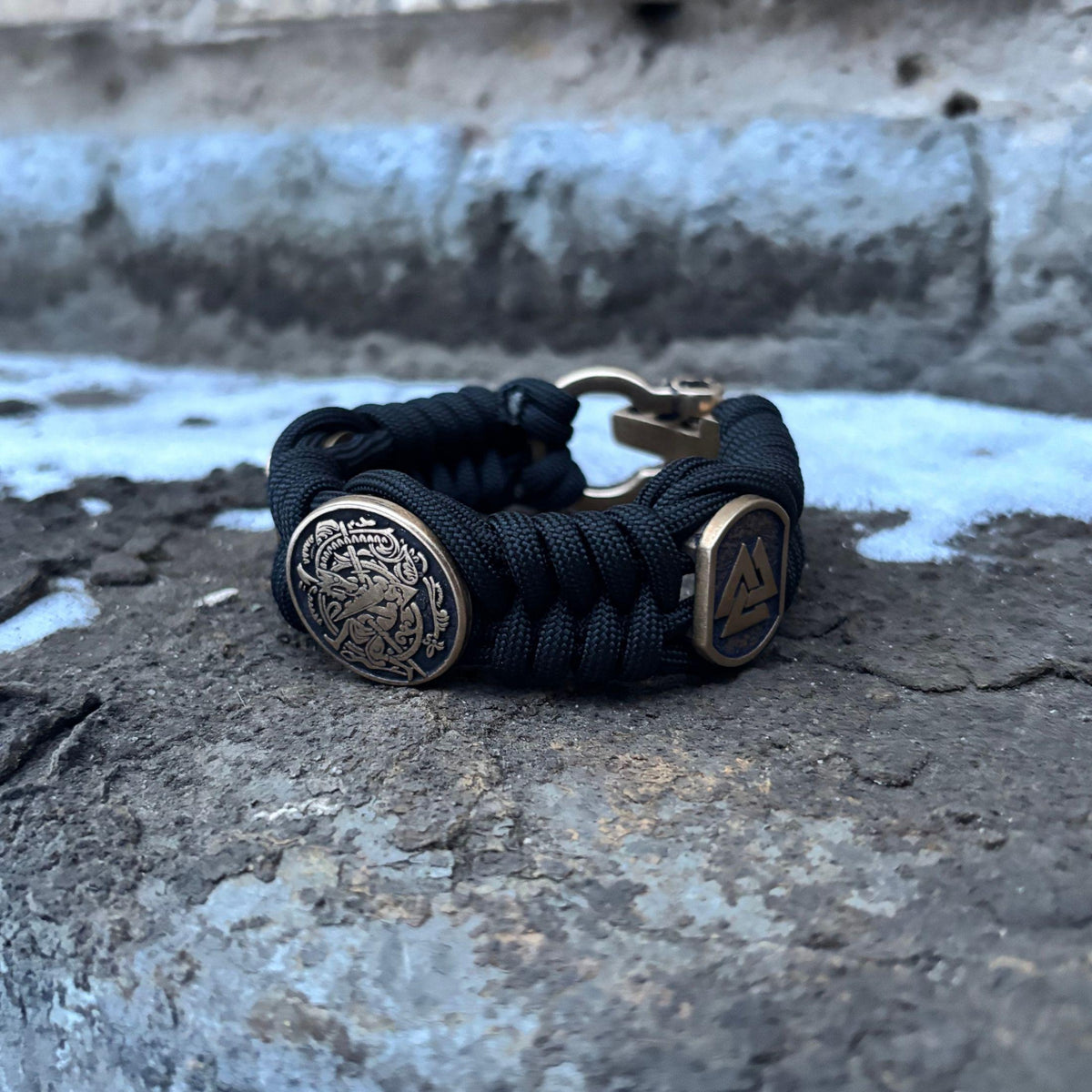 Viking Bracelet - Viking Sigurd and Fafnir Helm of Awe Paracord Bracelet Mens Jewelry gift for him