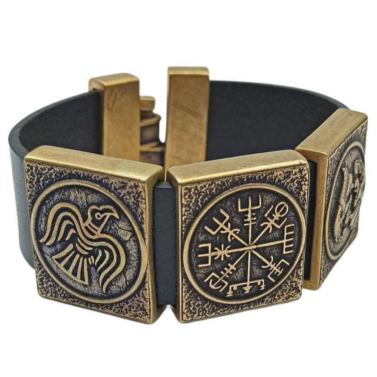 Viking Bracelet - Viking compass leather bracelet for men Norse pagan cuff bracelets Nordic jewelry