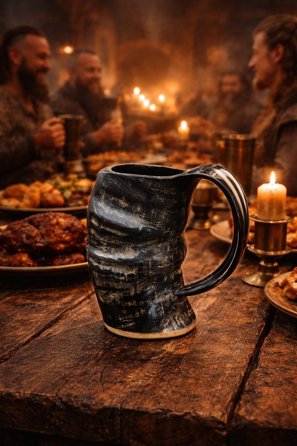 Viking Mug - Handmade Viking Horn Mug, Authentic Natural Ox Horn Tankard, 8 oz Drinking Mug for