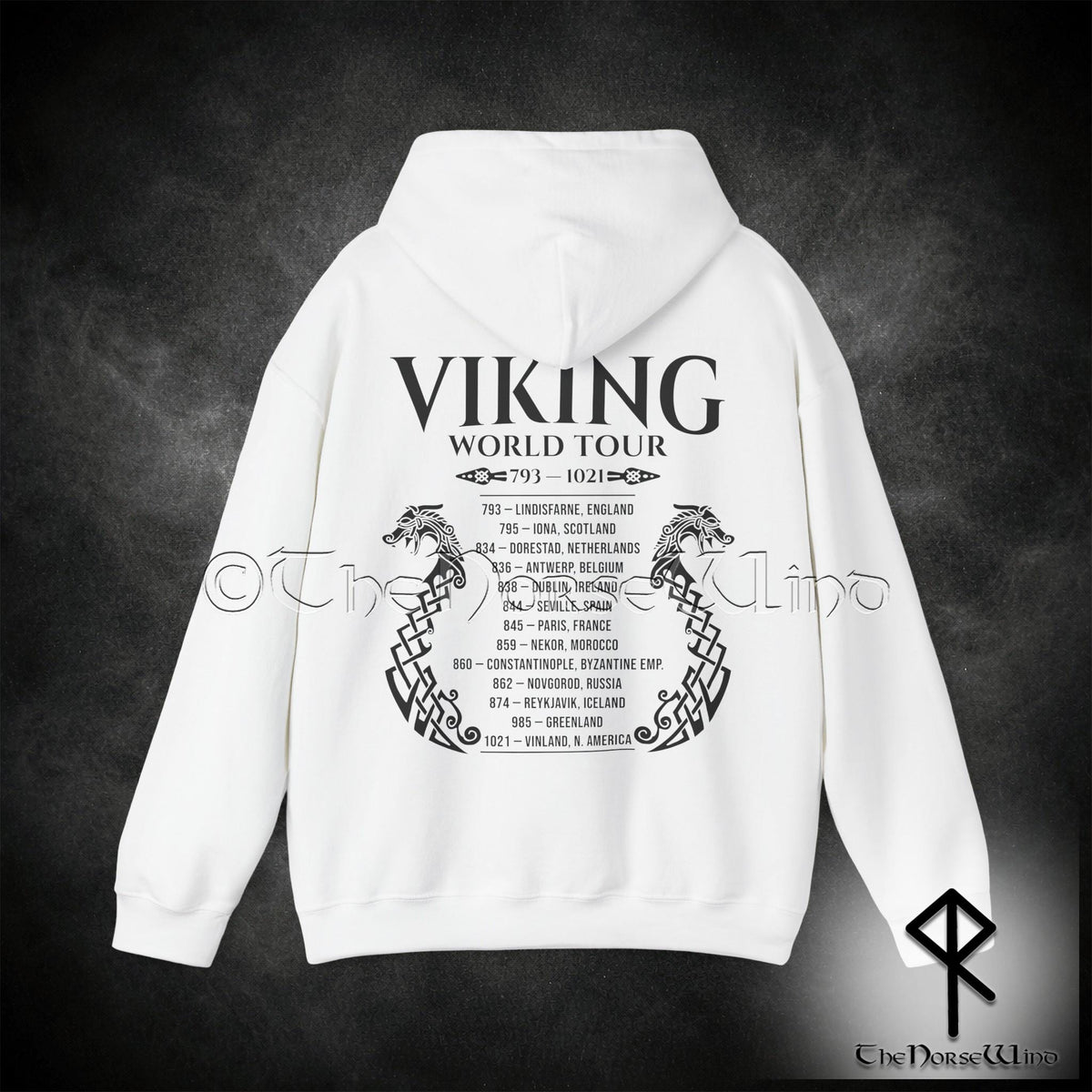 Viking Longship Hoodie - Viking World Tour Hoodie, Double-Sided Norse Longship Tour Dates, Norse