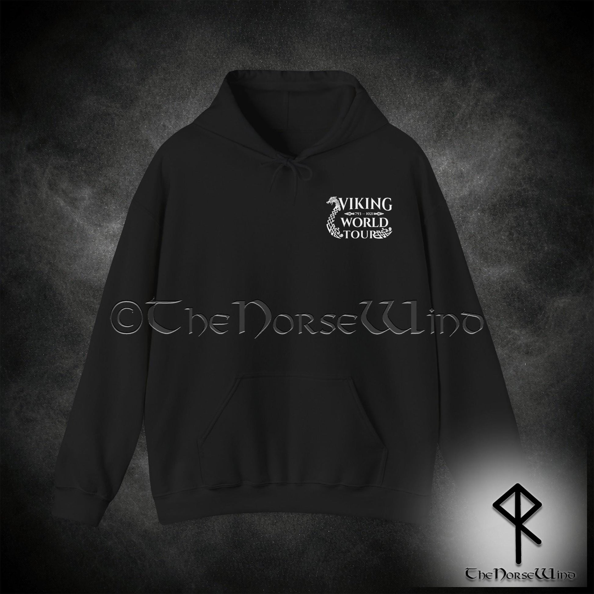 Viking Longship Hoodie - Viking World Tour Hoodie, Double-Sided Norse Longship Tour Dates, Norse