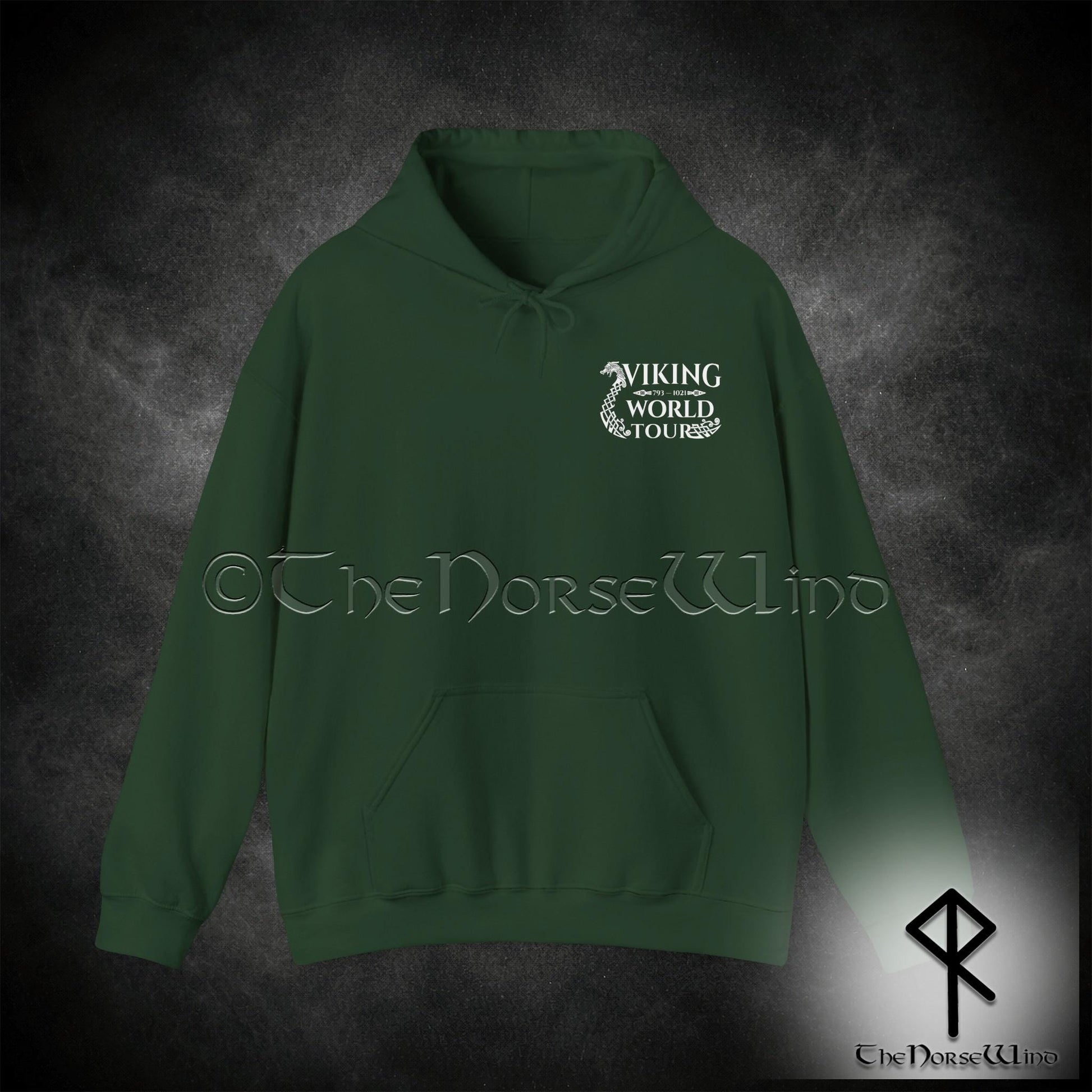 Viking Longship Hoodie - Viking World Tour Hoodie, Double-Sided Norse Longship Tour Dates, Norse
