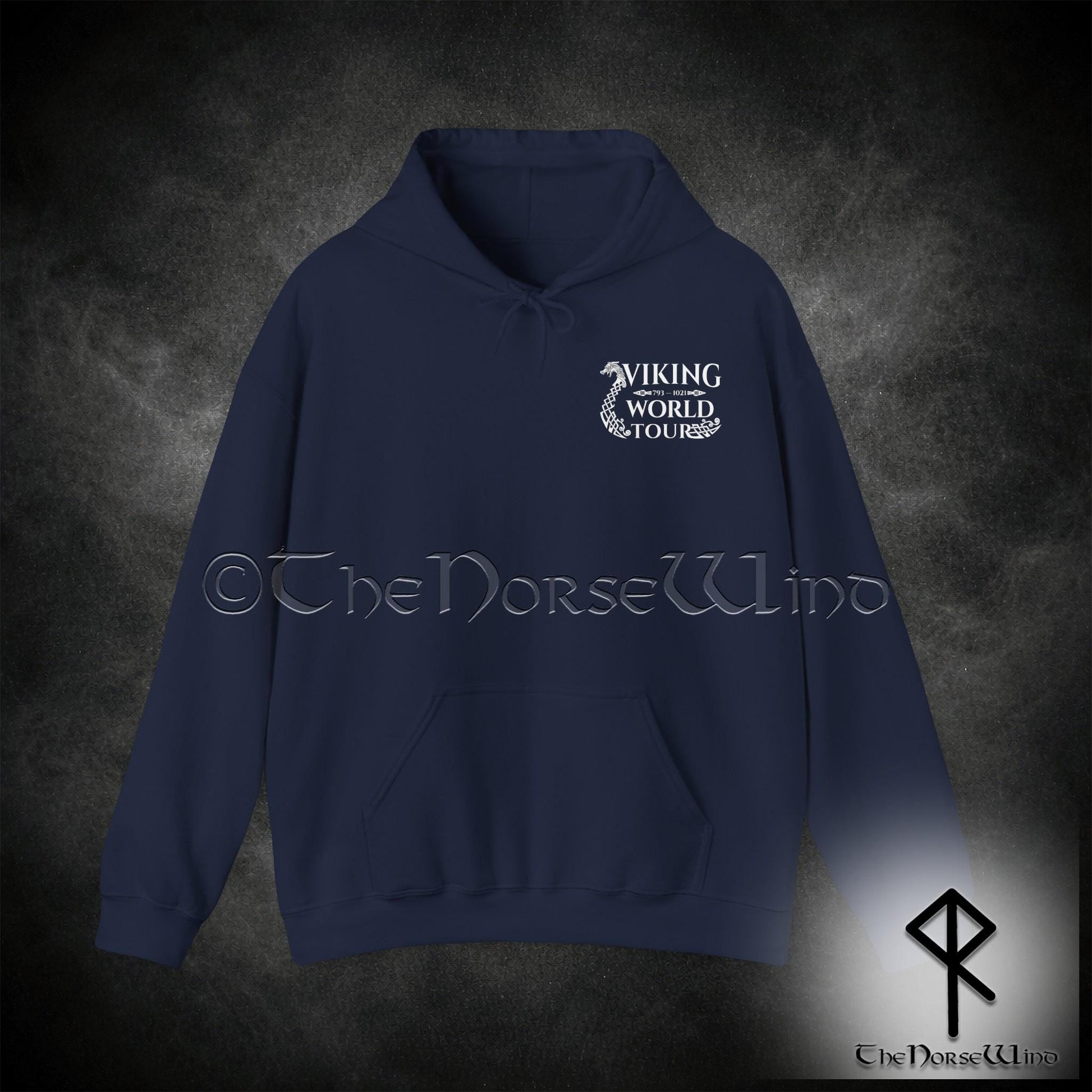 Viking Longship Hoodie - Viking World Tour Hoodie, Double-Sided Norse Longship Tour Dates, Norse