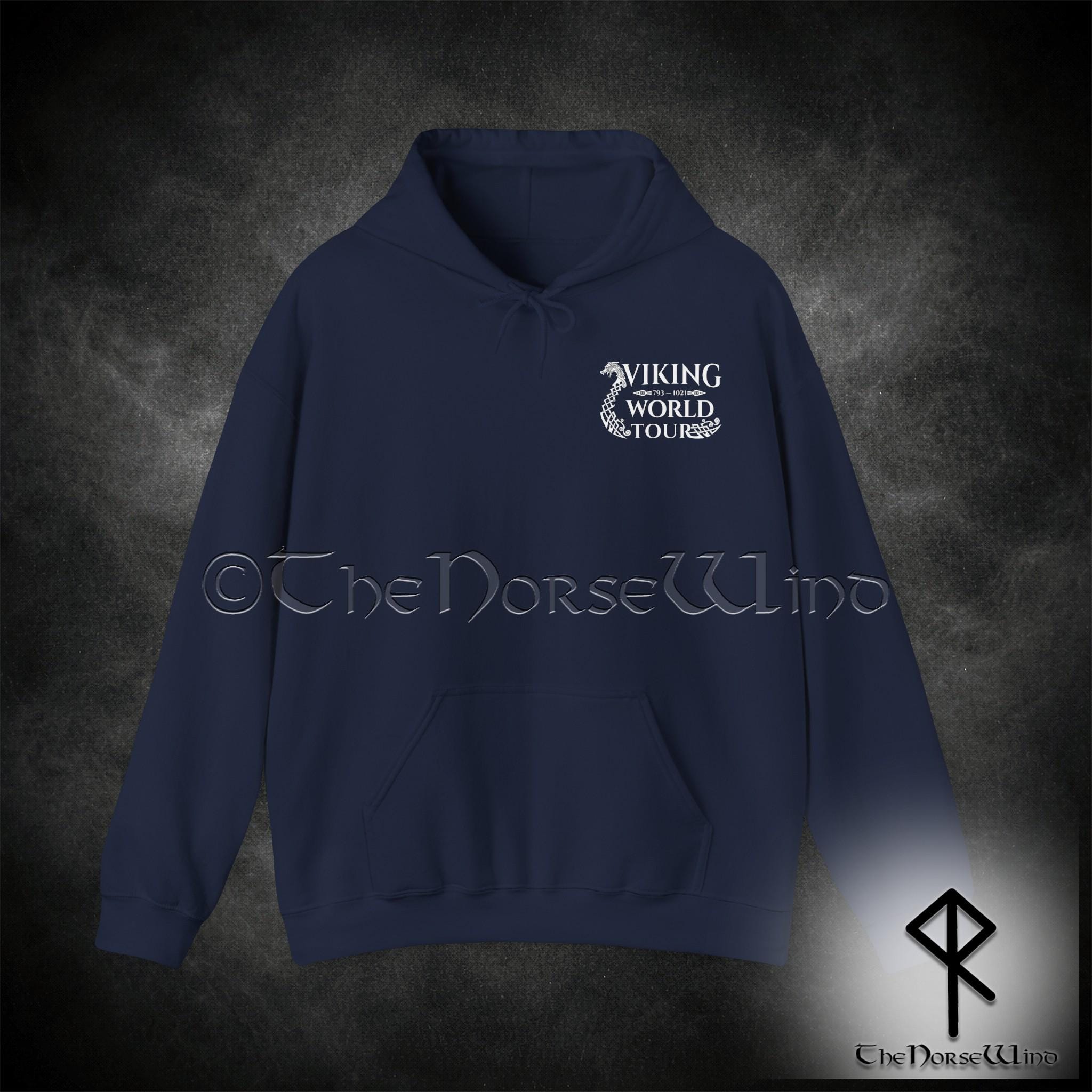 Viking Longship Hoodie - Viking World Tour Hoodie, Double-Sided Norse Longship Tour Dates, Norse