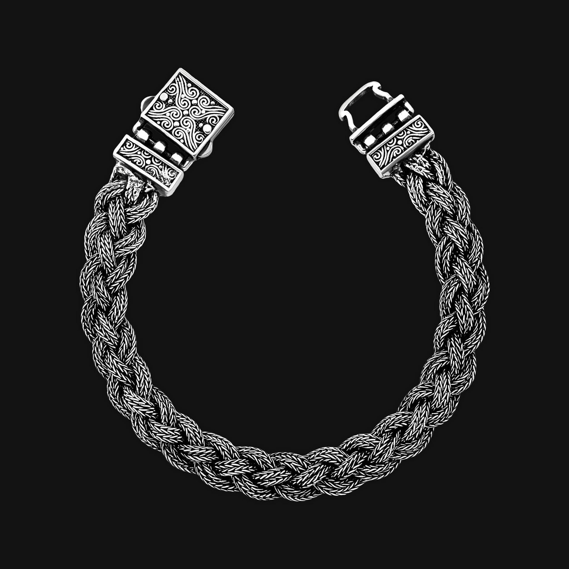 Viking Bracelet - 999 Sterling Silver Kazaziye Hand Braided Bracelet Men, Oxidized Woven Celtic