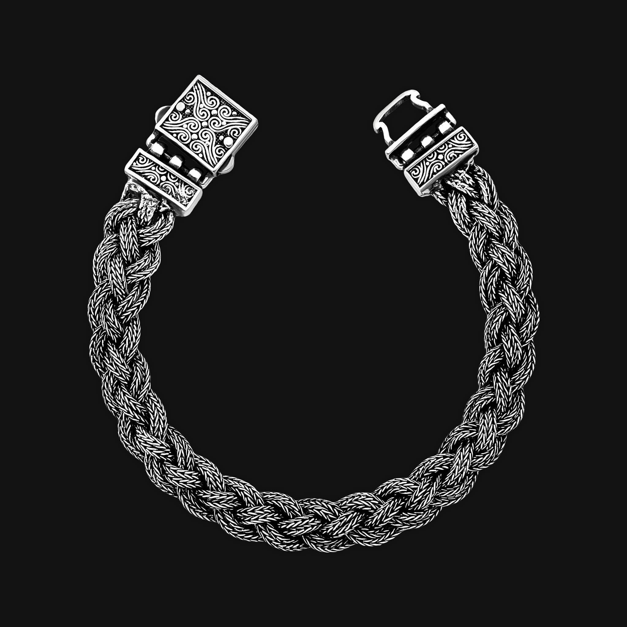 Viking Necklace - Viking Franco Necklace With Celtic Knot Clasp, Unisex Sterling Silver Thick