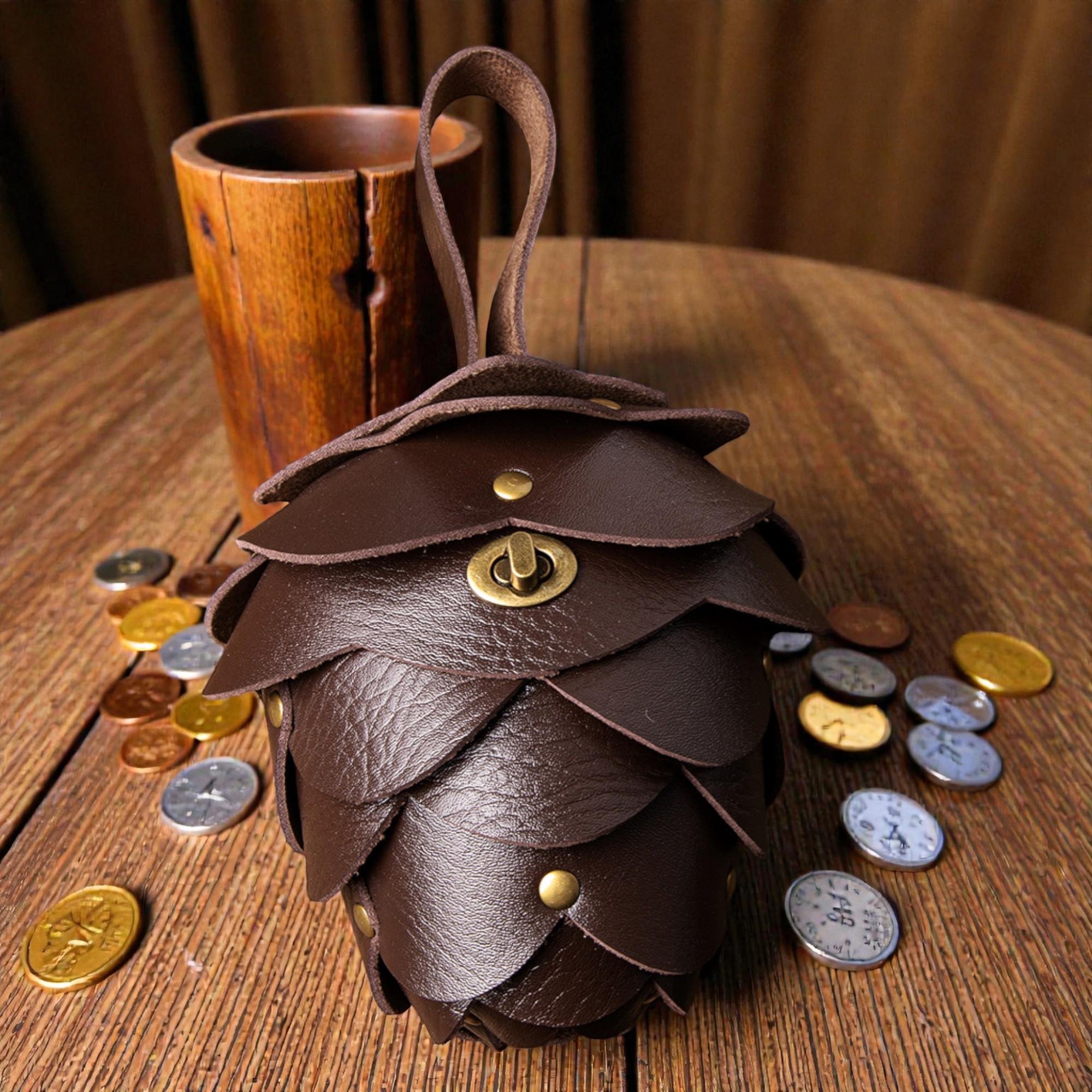 Viking Leather Accessory - Embossed Viking belt from brown or black 3, 2mm leather, with bronze