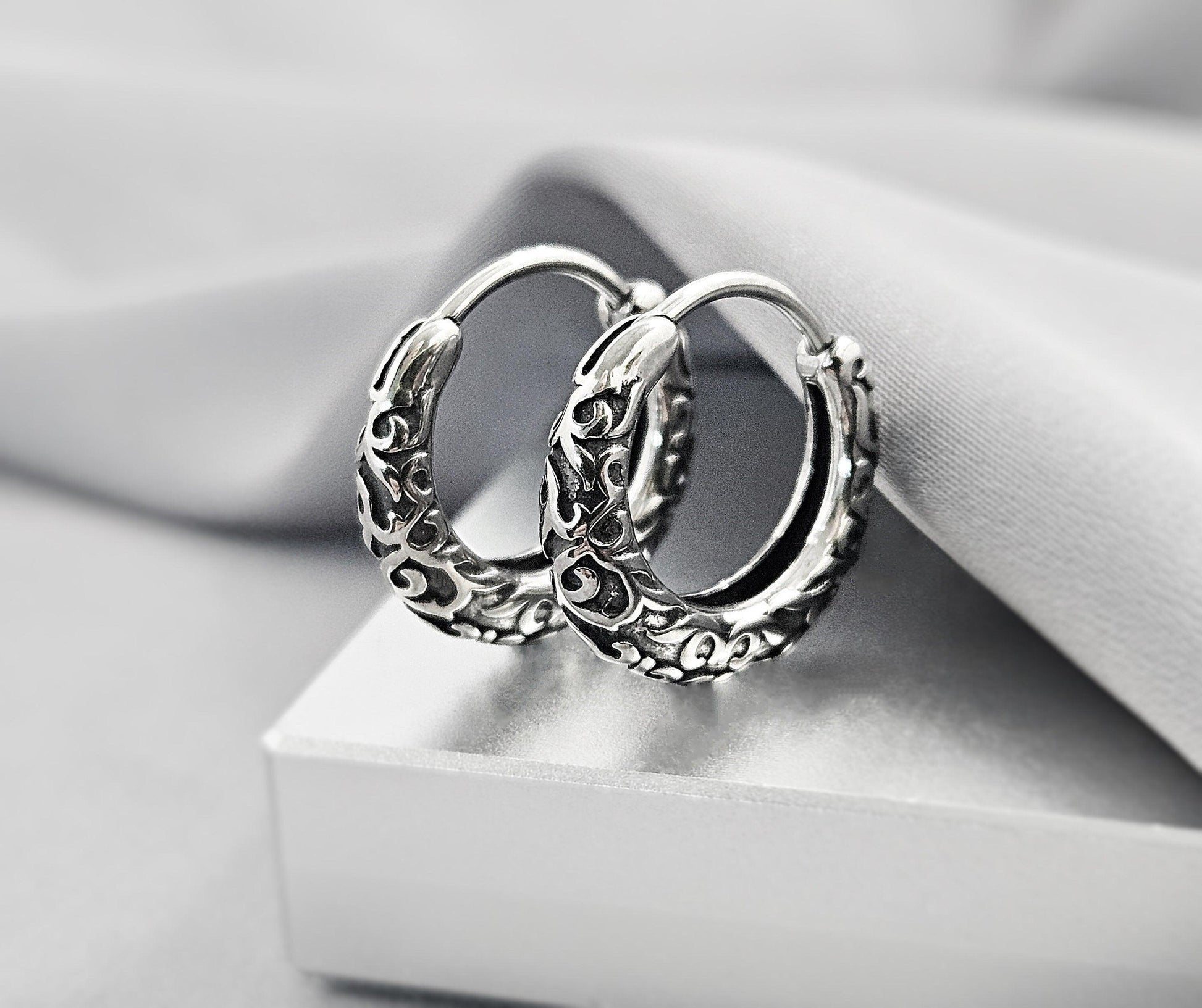 Viking Rune Jewelry Accessory - Viking Norse Hoops Earrings for Men, Surgical Steel Viking Runes