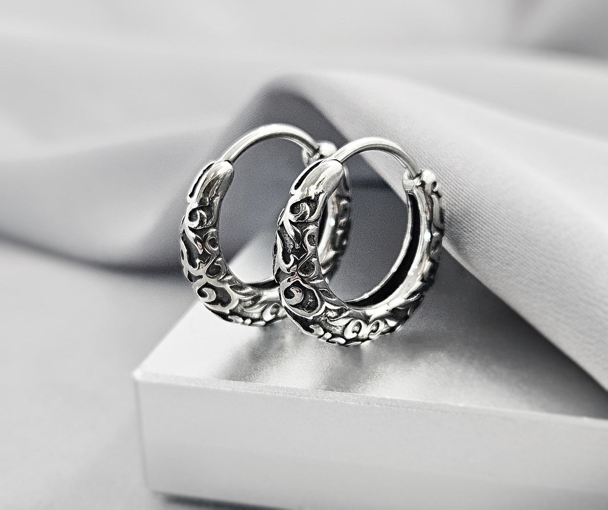 Viking Rune Jewelry Accessory - Viking Norse Hoops Earrings for Men, Surgical Steel Viking Runes