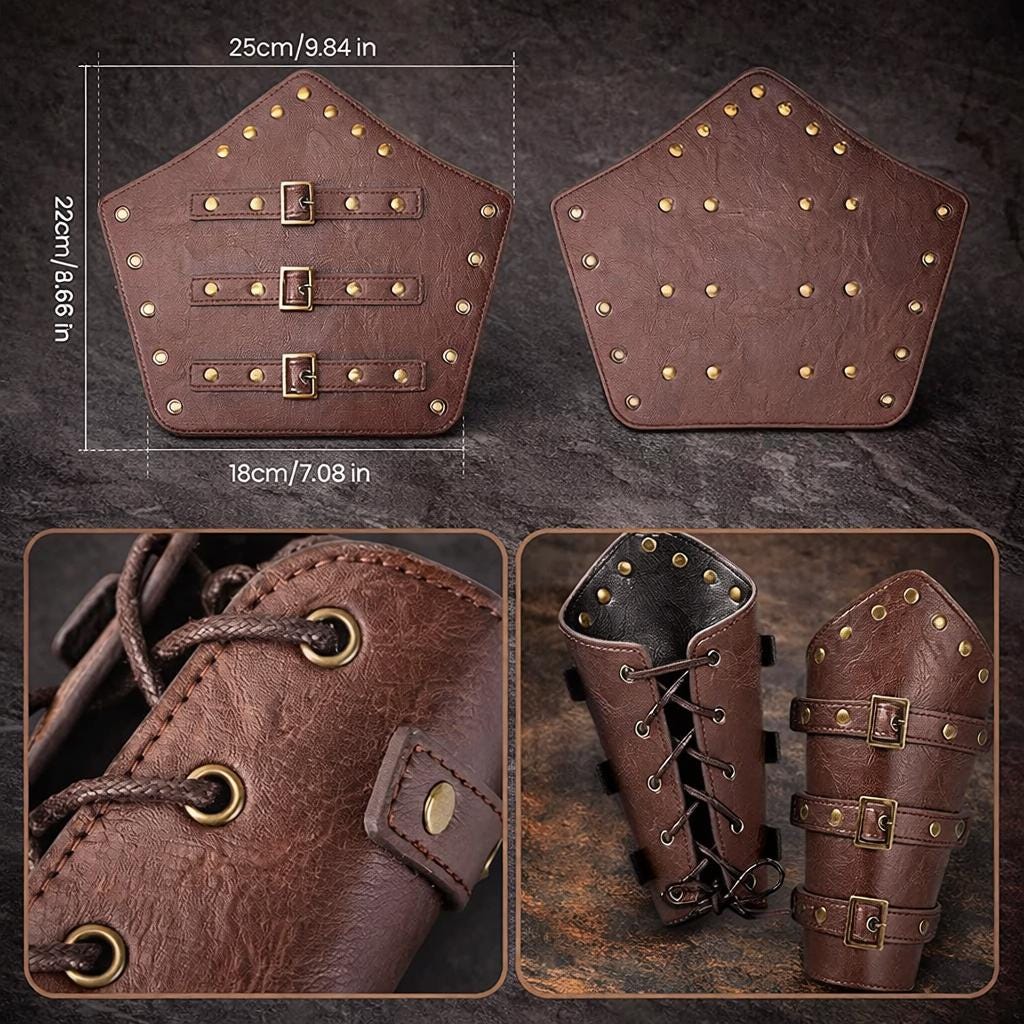 Viking Costume & LARP - Medieval Leather Bracers – Viking Arm Guards for LARP & Cosplay