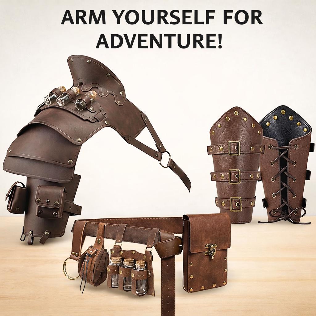 Viking Costume & LARP - Medieval Leather Bracers – Viking Arm Guards for LARP & Cosplay
