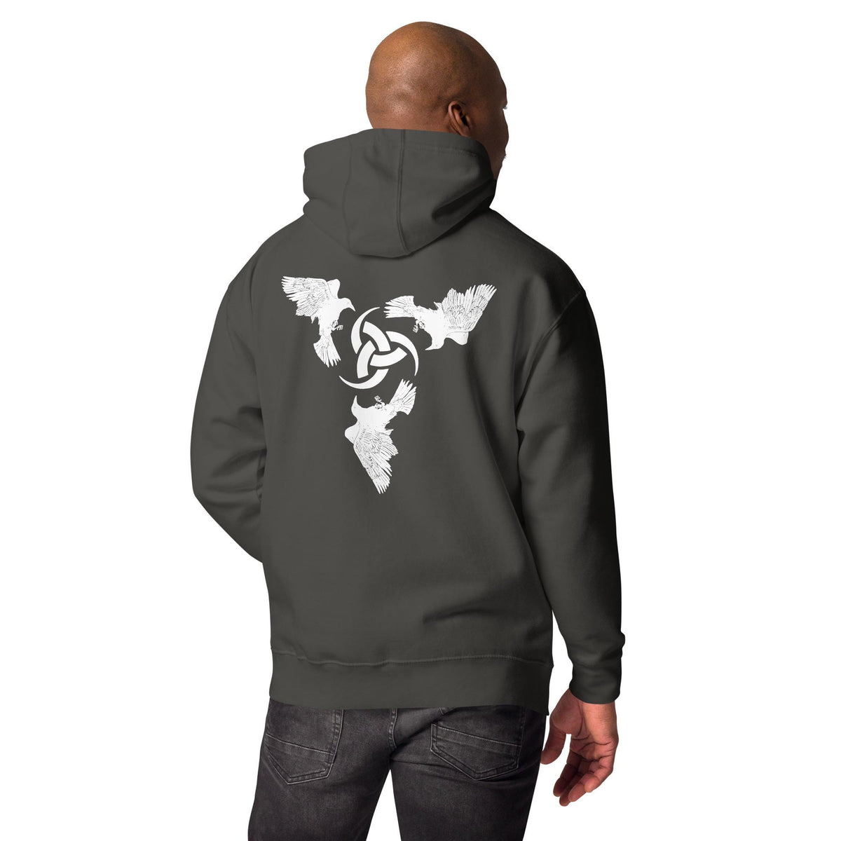 Viking Odin Hoodie - Viking Hoodie Celtic Knot Warrior Unisex Hoodie– Odin Horn Symbol with Ravens