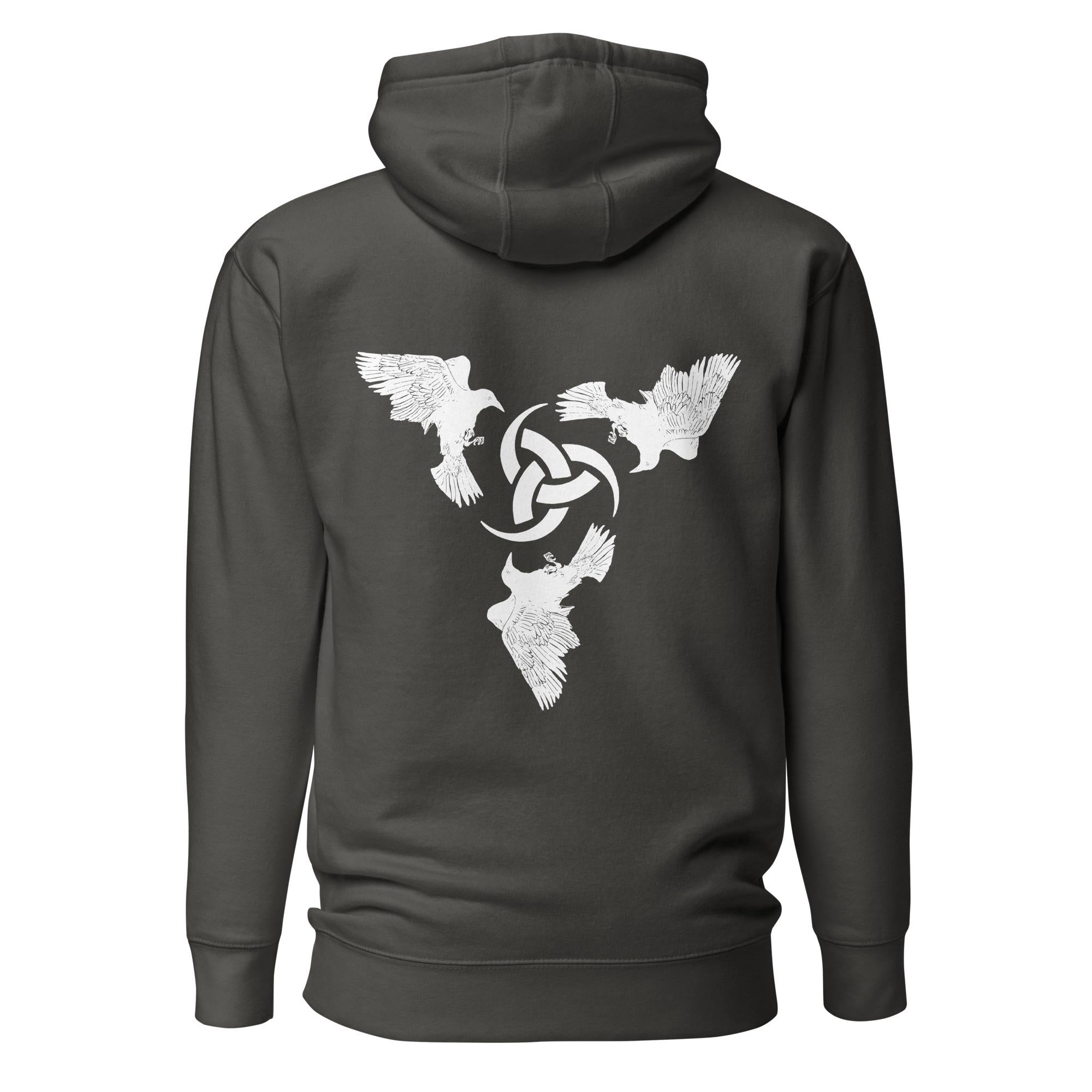 Viking Odin Hoodie - Viking Hoodie Celtic Knot Warrior Unisex Hoodie– Odin Horn Symbol with Ravens