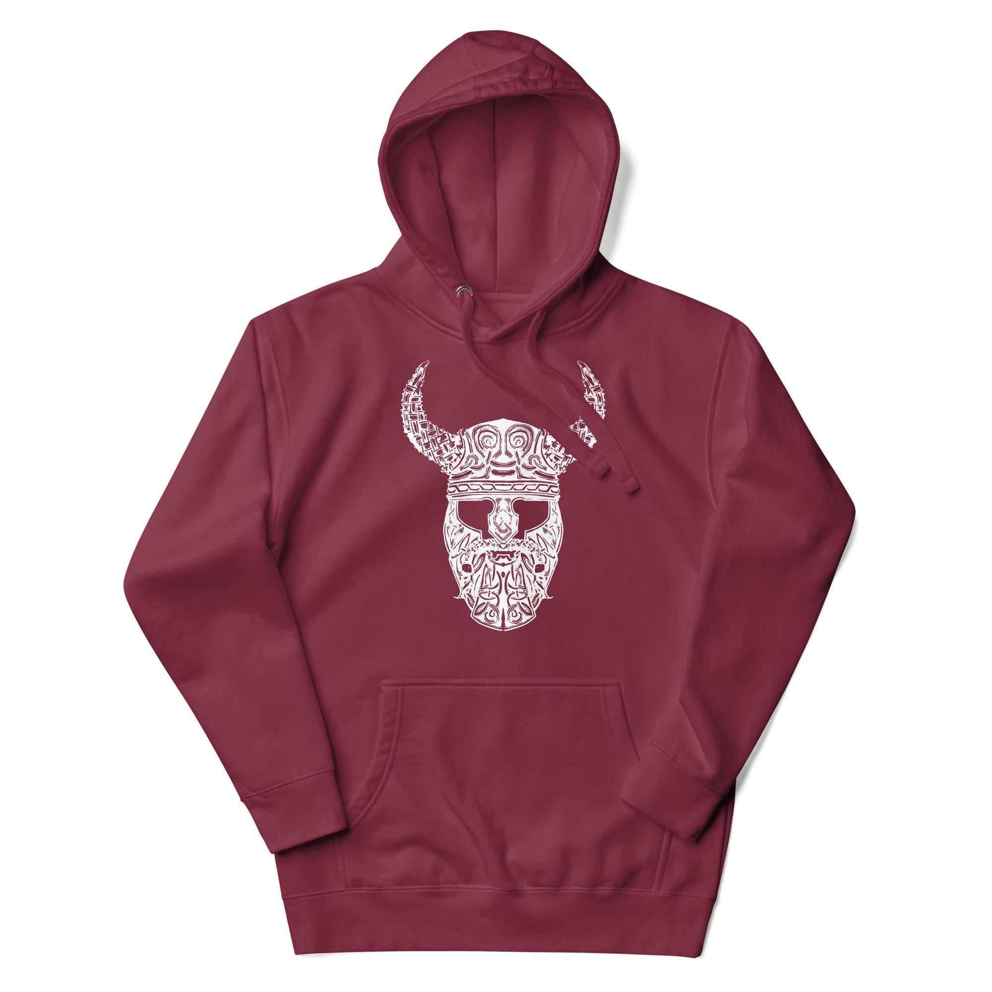 Viking Odin Hoodie - Viking Hoodie Celtic Knot Warrior Unisex Hoodie– Odin Horn Symbol with Ravens