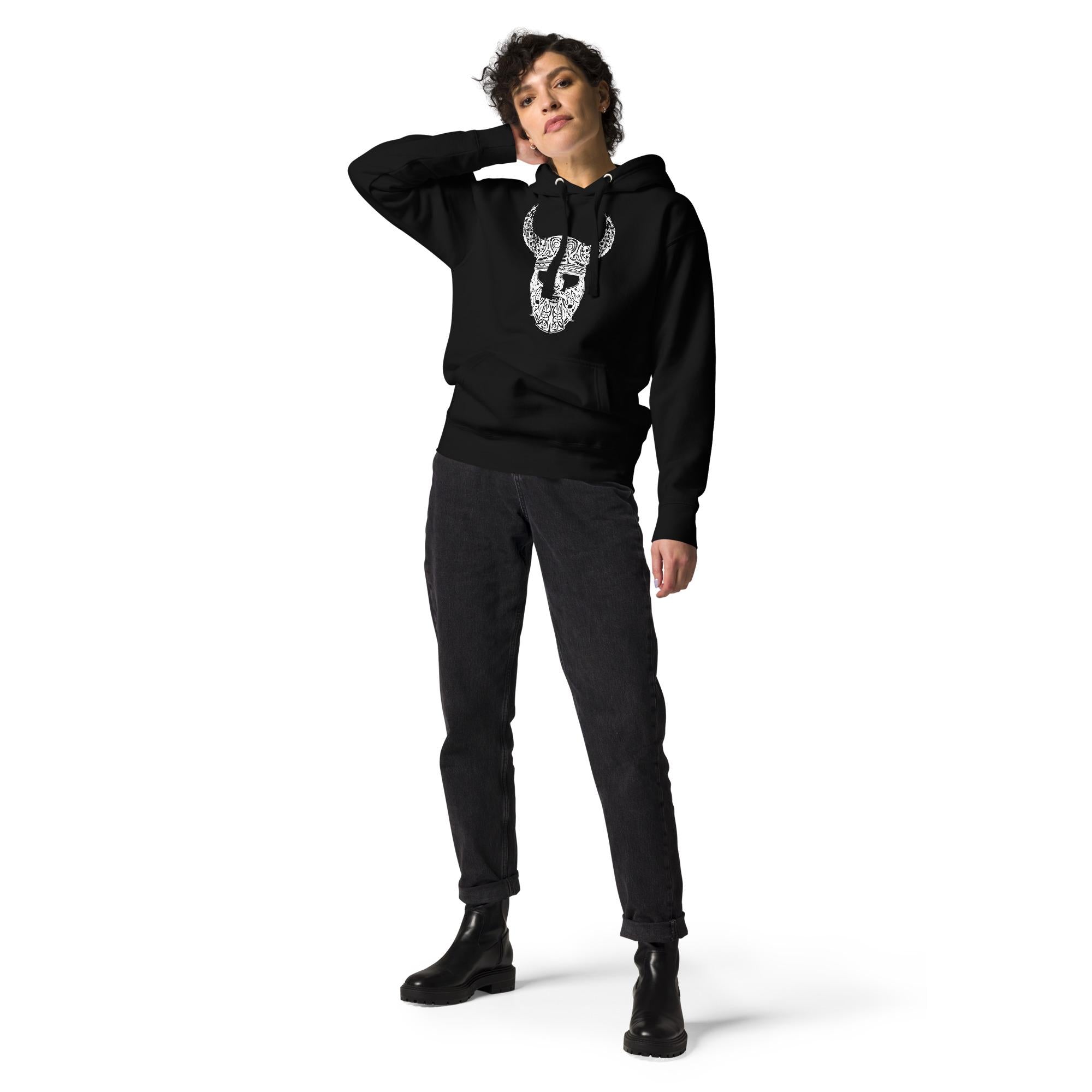 Viking Odin Hoodie - Viking Hoodie Celtic Knot Warrior Unisex Hoodie– Odin Horn Symbol with Ravens