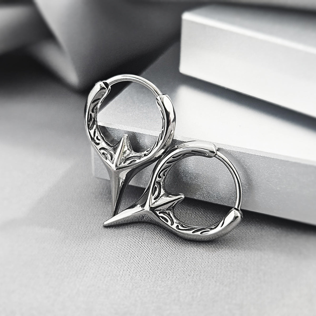 Viking Rune Jewelry Accessory - Viking Norse Hoops Earrings for Men, Surgical Steel Viking Runes