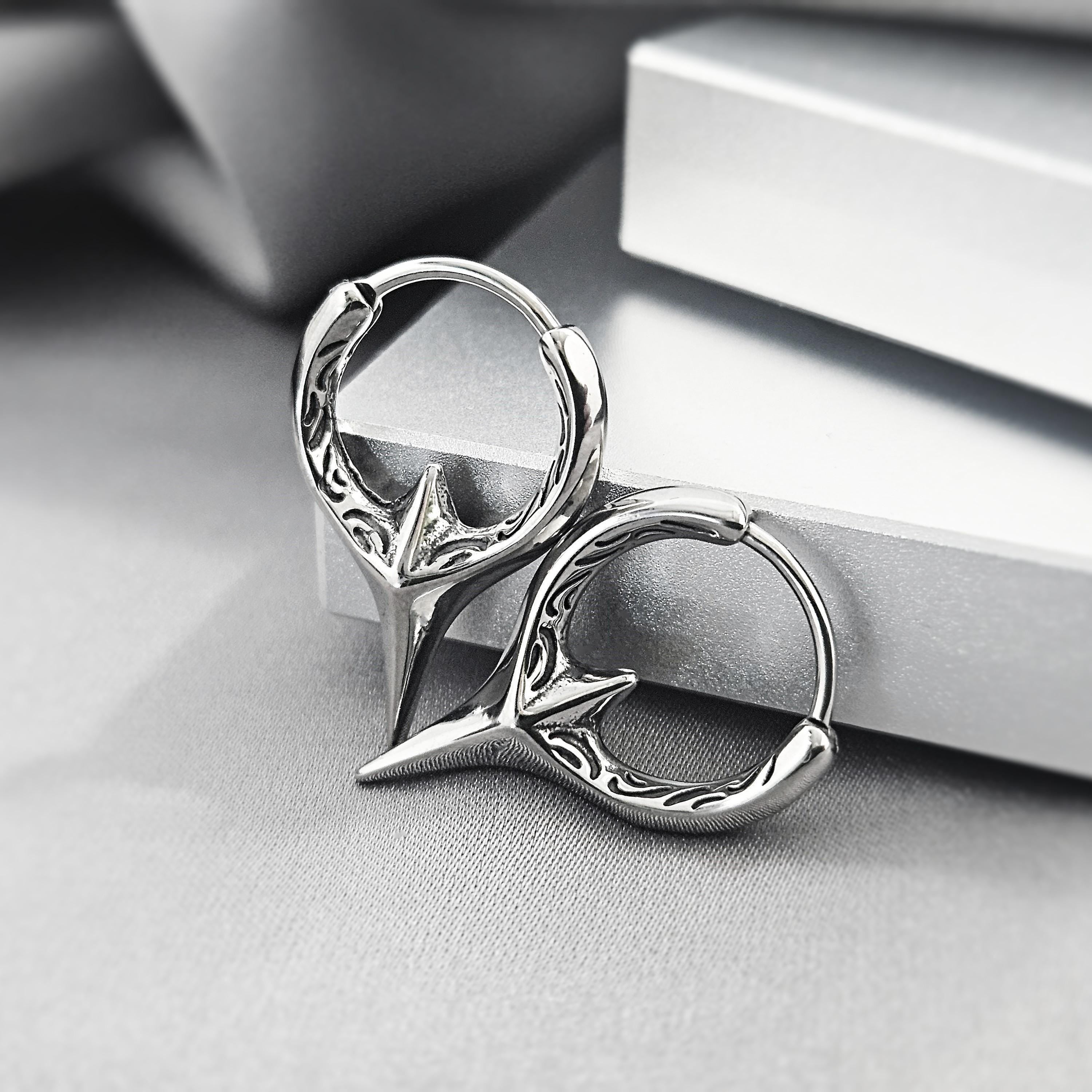 Viking Rune Jewelry Accessory - Viking Norse Hoops Earrings for Men, Surgical Steel Viking Runes