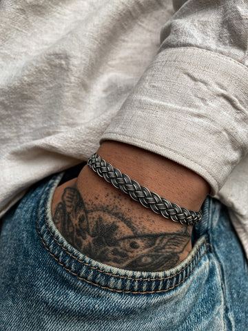 Viking Bracelet - Hand Braided Bracelet ๑ 999 Silver Vikings Bracelet For Men ๑ Oxidized Silver
