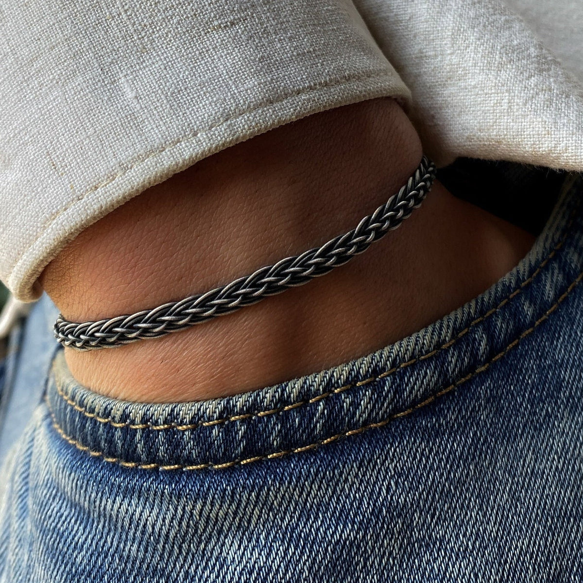 Viking Bracelet - Hand Braided Bracelet ๑ 999 Silver Vikings Bracelet For Men ๑ Oxidized Silver