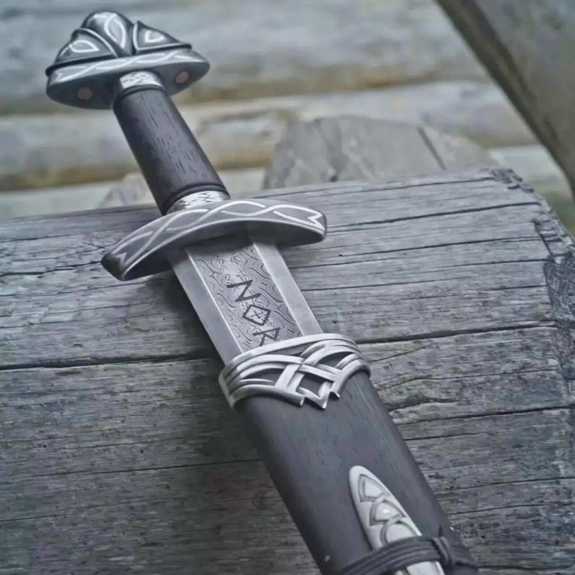 Viking Costume & LARP - Hand Crafted Northmen Damascus Steel Viking Sword, Custom Handmade Blade