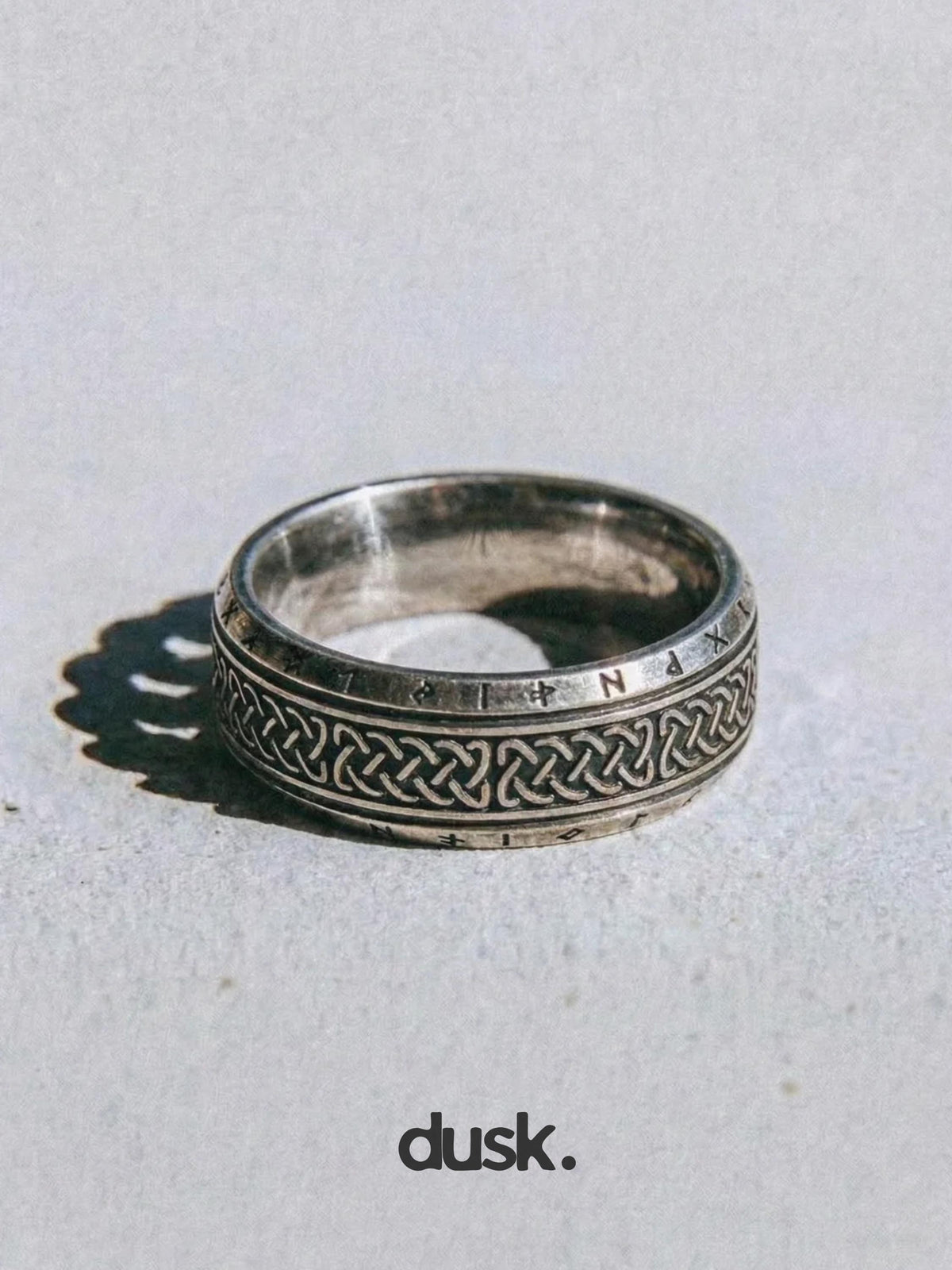 Viking Rune Ring - Ancient Viking Ring For Men - Nordic Runes Ring, Black Viking Norse Ring
