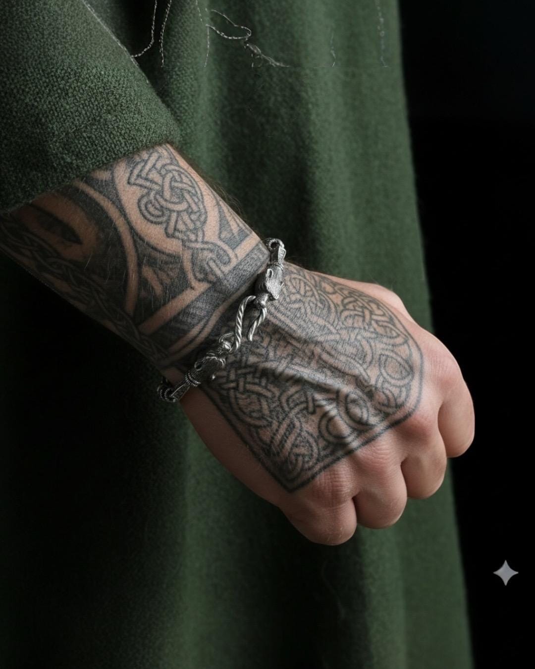 Viking Thor's Hammer Bracelet - Oxidised Sterling Silver Men's Cuff Bangle, Viking Rune, Thor's