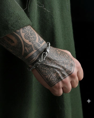 Viking Wolf Bracelet - Sterling Silver Viking Wolf Bracelet with Runes – Nordic Mythology Jewelry