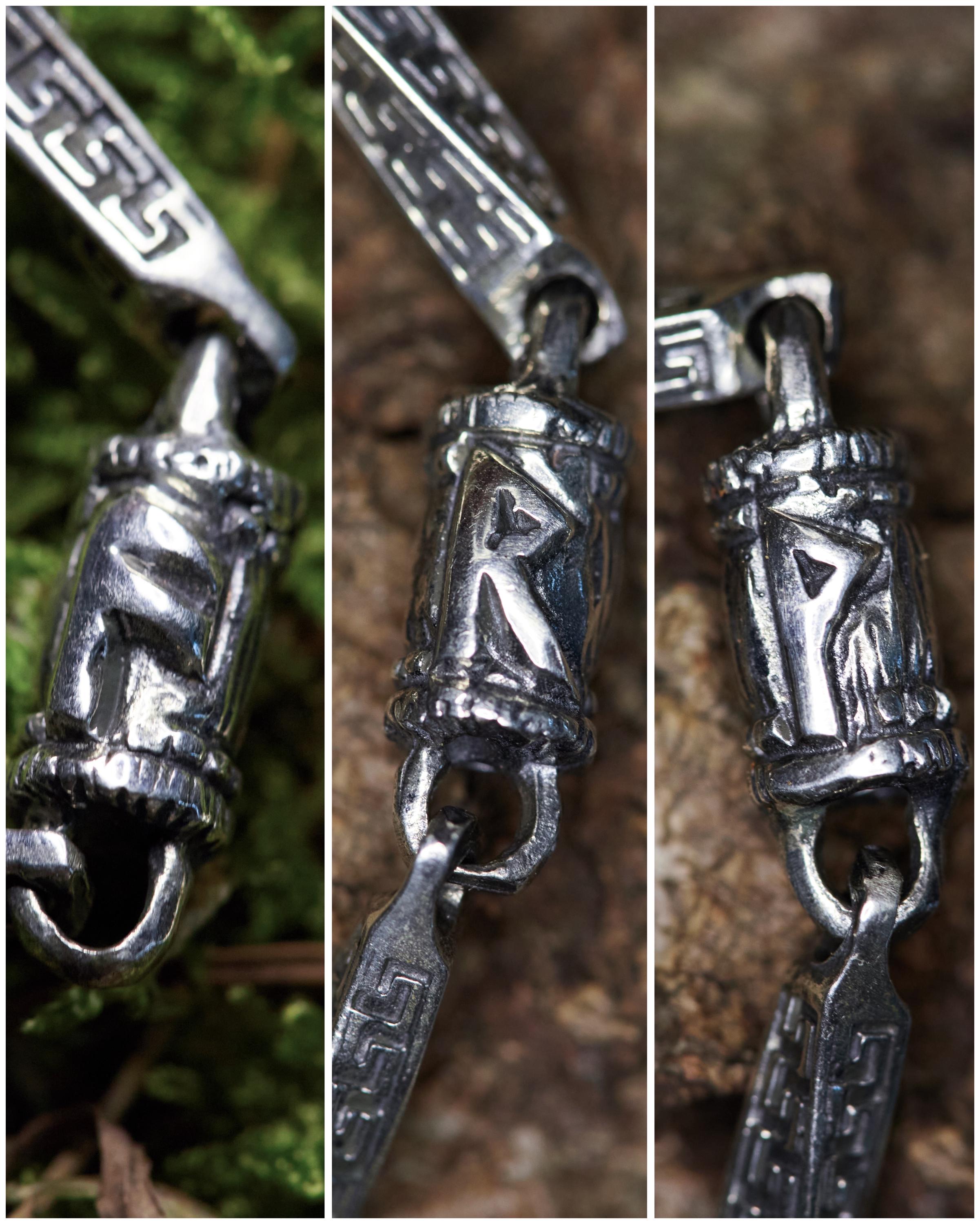 Viking Wolf Bracelet - Sterling Silver Viking Wolf Bracelet with Runes – Nordic Mythology Jewelry