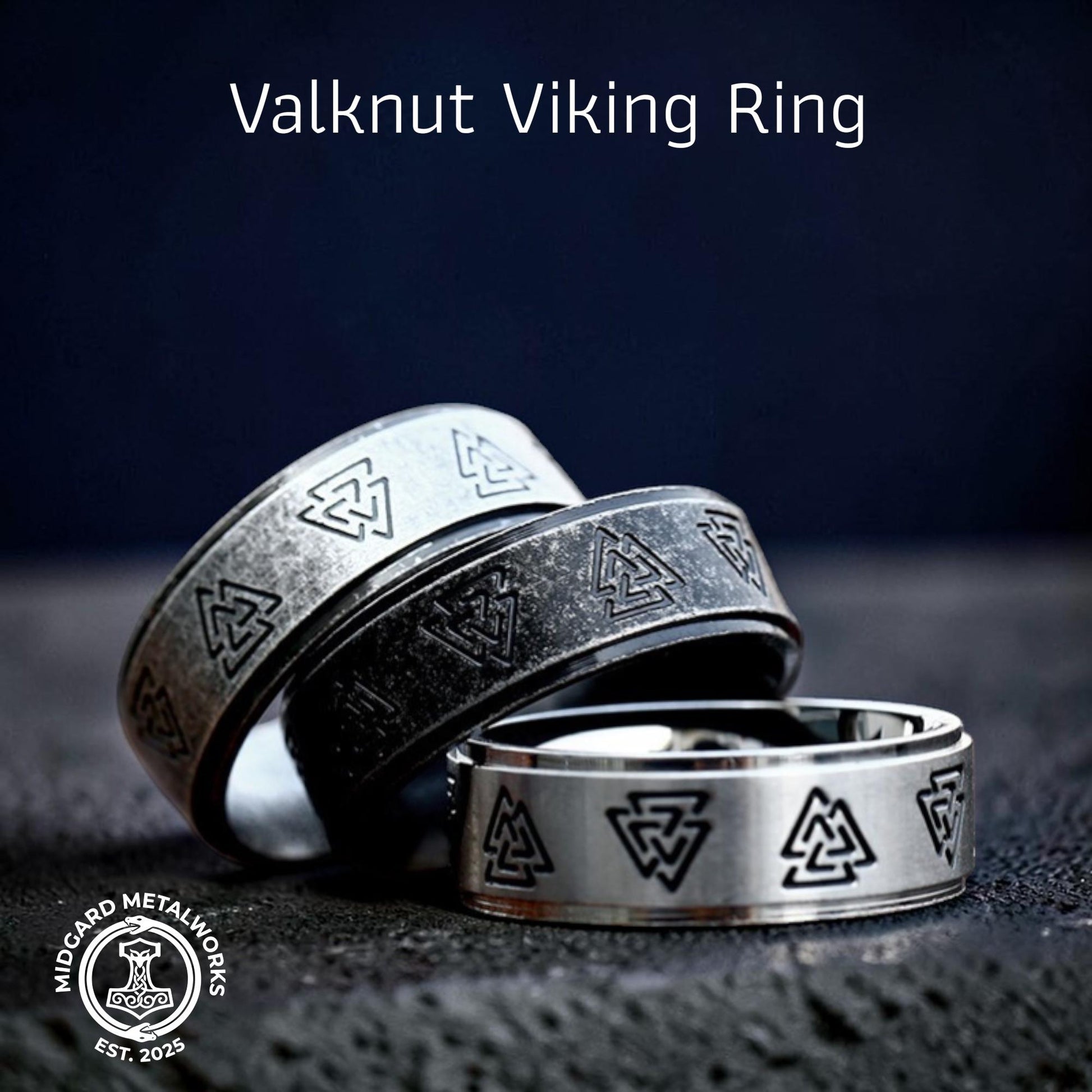 Viking Thor's Hammer Ring - Sterling Silver Hammer of Thor Ring, Viking Mjolnir Band, Norse