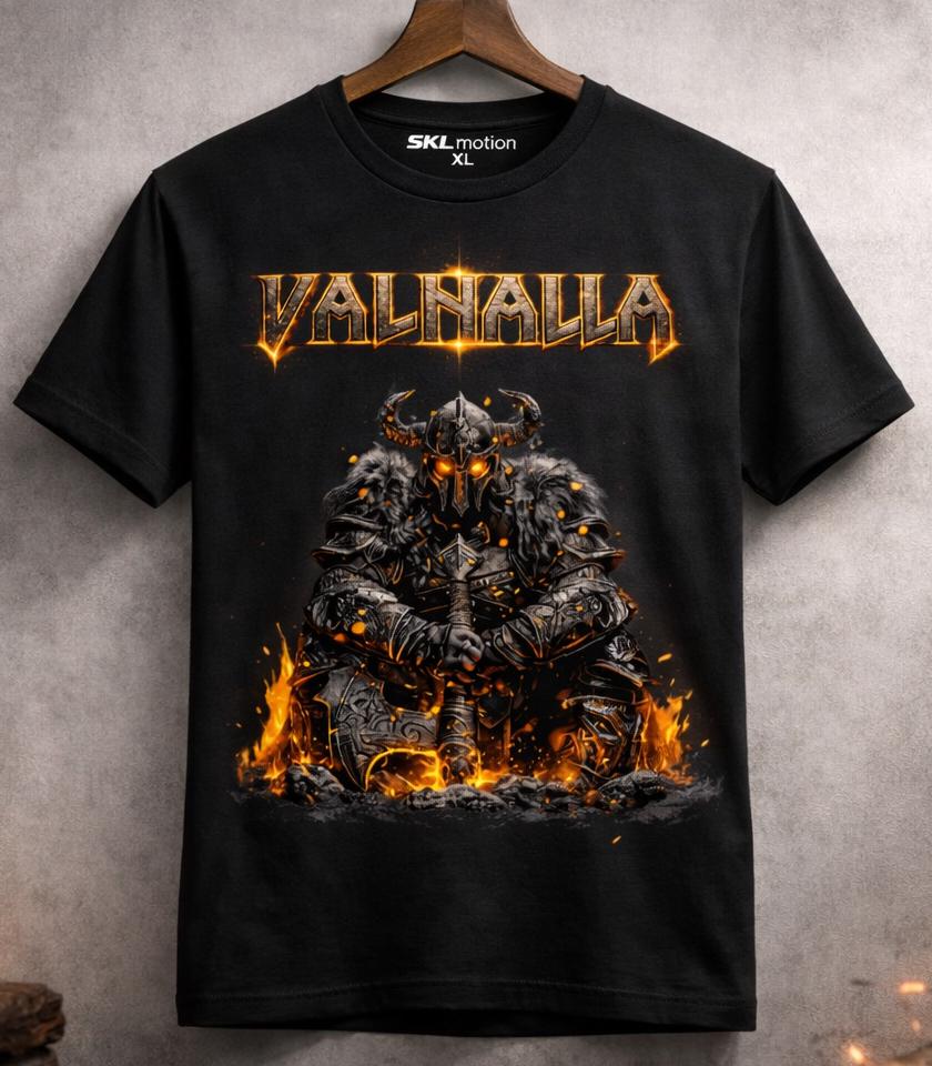 Viking Valhalla T-Shirt - Men's Viking Valhalla T-shirt, Norse Fire Warrior T-shirt, Dark Fantasy