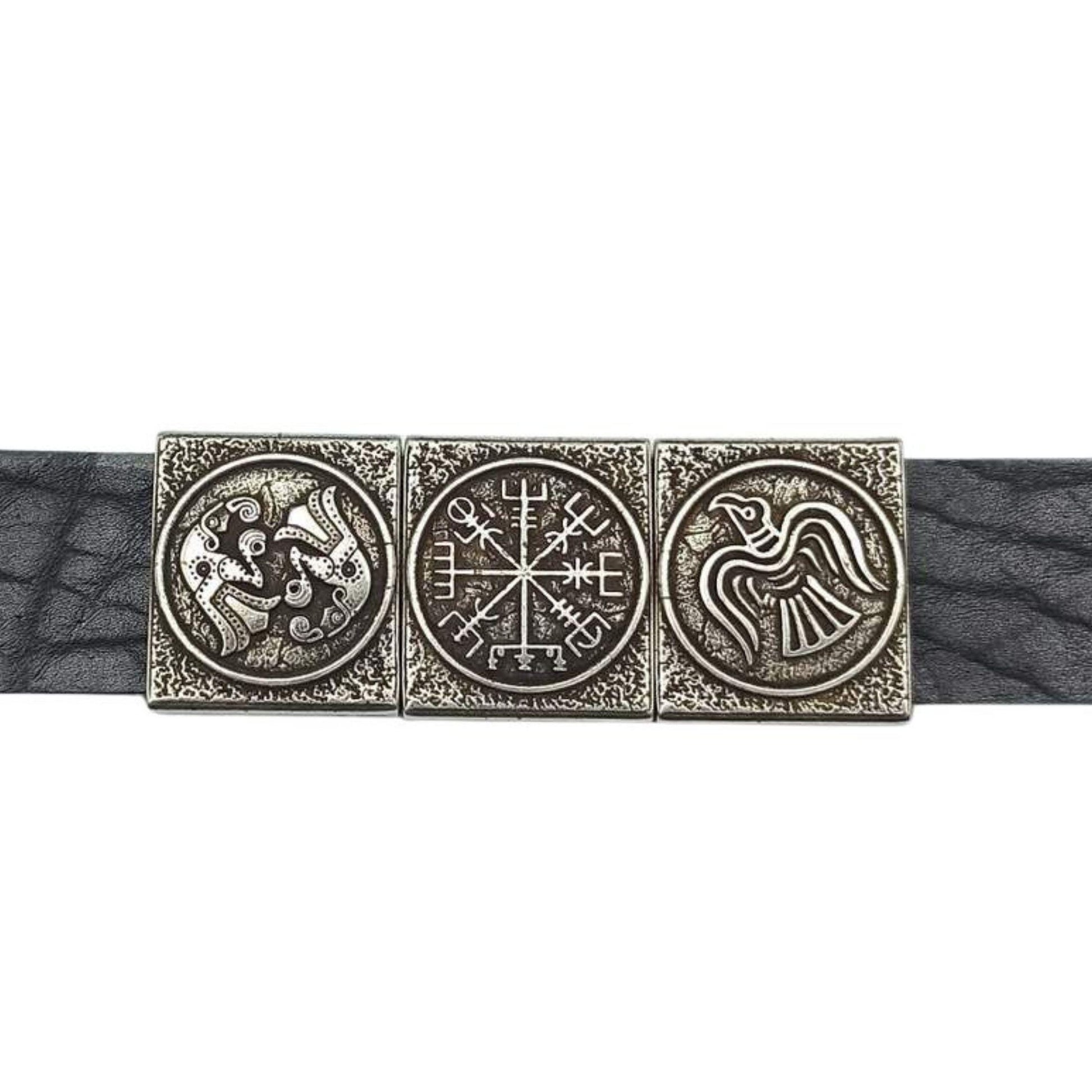 Viking Bracelet - Viking compass leather bracelet for men Norse pagan cuff bracelets Nordic jewelry