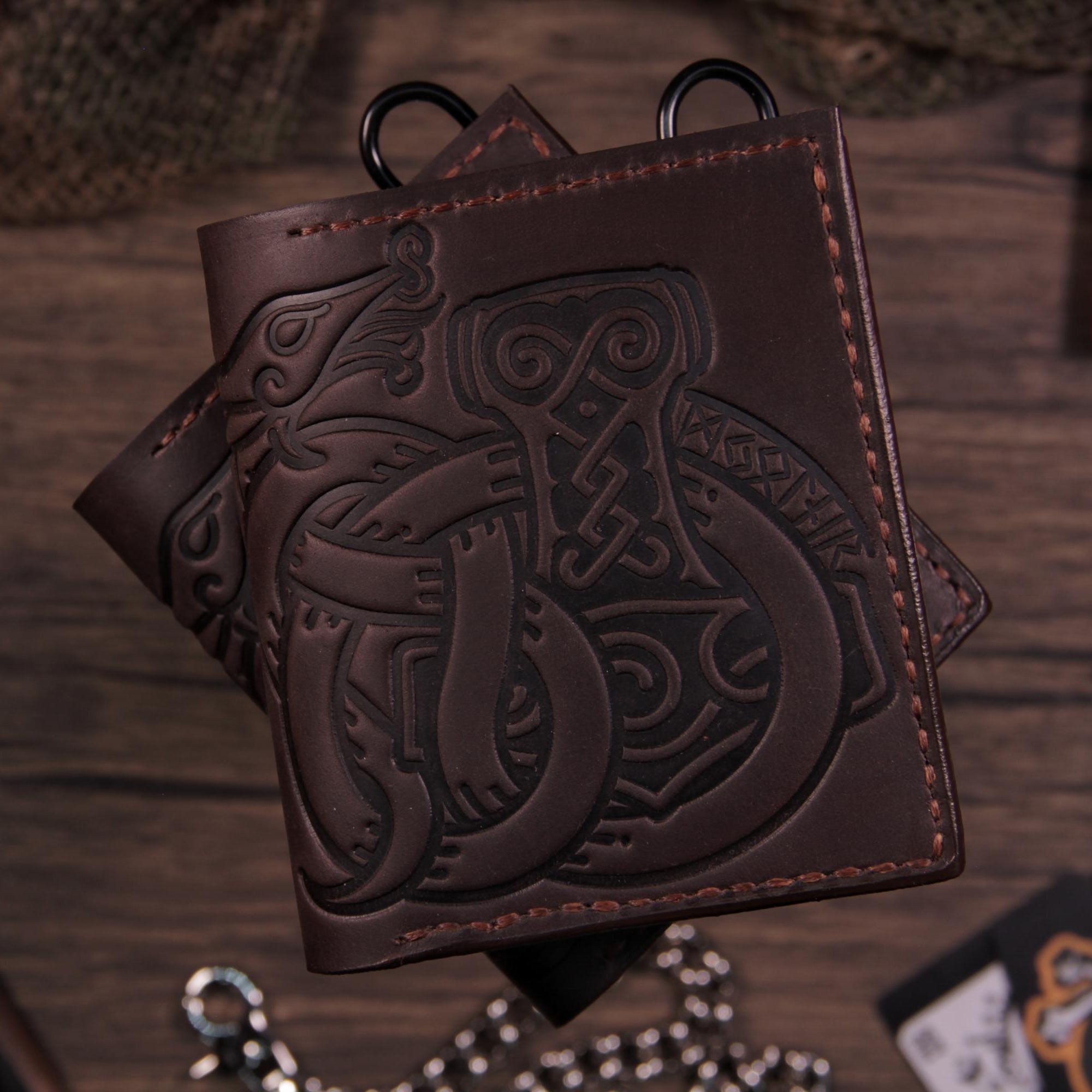 Viking Wolf Leather Accessory - Fenrir Leather Passport Cover: Personalized Viking Gift