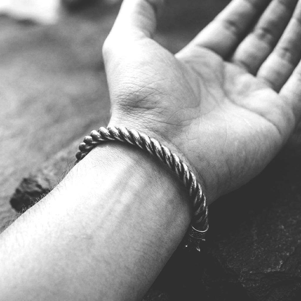 Viking Odin Necklace - Heavy Odin Wolves Viking Bangle Bracelet - 925 Sterling Silver Nordic Amulet