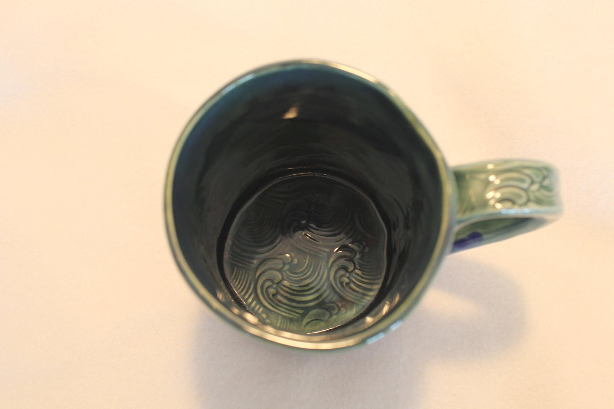Viking Mug - Viking War Ship on the High Seas Ceramic Mug, Handmade Stoneware Pottery