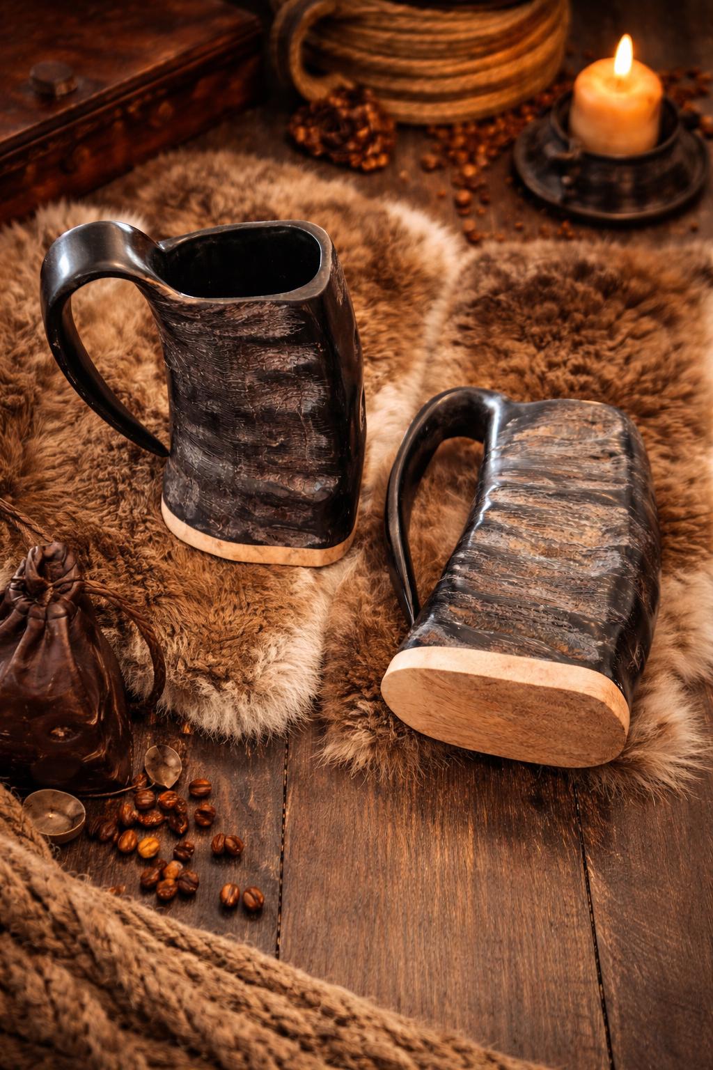 Viking Mug - Handcrafted Viking Horn Mug with Handle: Norse Mead Cup 500-700ml