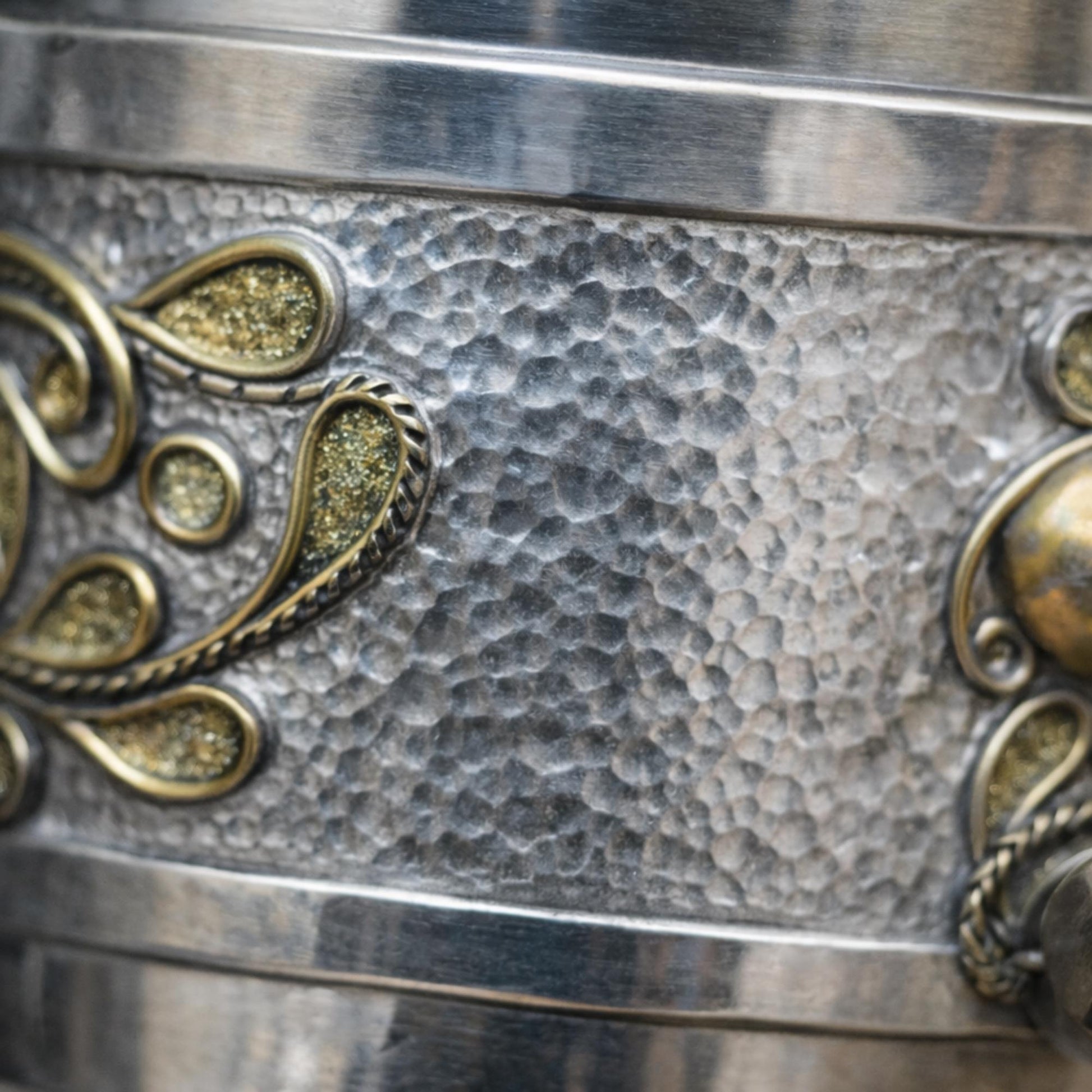 Viking Mug - Viking Drinking Horn Set with Wood Stand – Handcrafted Silver Filigree Norse Decor