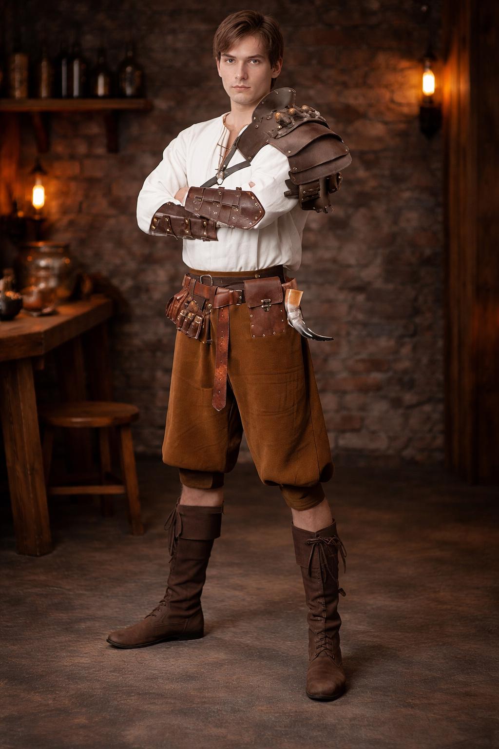 Viking Costume & LARP - Medieval Leather Bracers – Viking Arm Guards for LARP & Cosplay