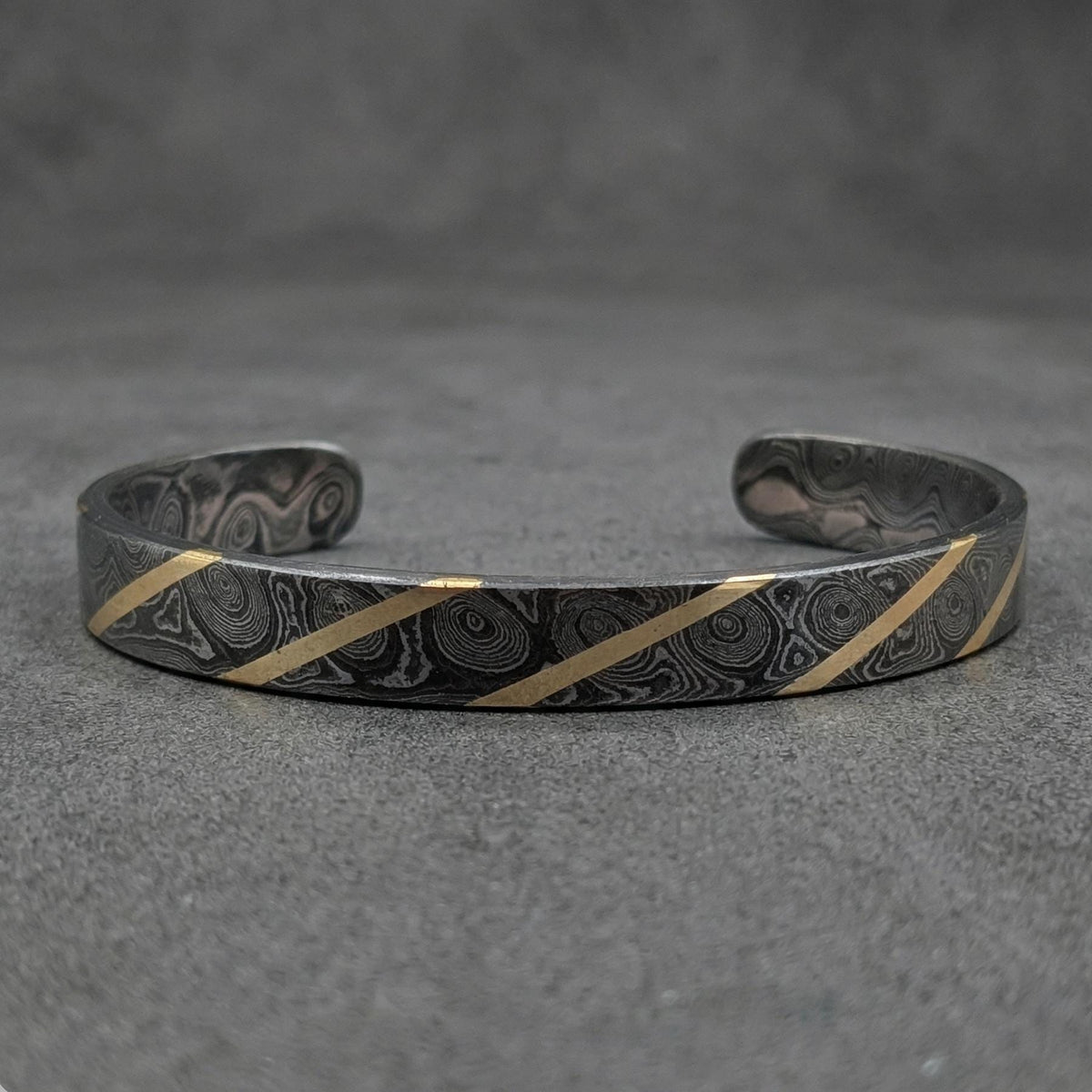 Viking Bracelet - Hand Forged Damascus Steel Cuff Bracelet with Copper Inlay Viking Bangle, Modern