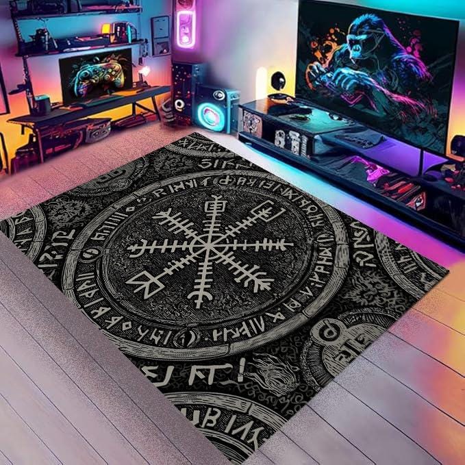 Viking Valknut Rug - Viking Decor Area Rug, Valknut Norse Pagan Rug, Scandinavian Design Carpet
