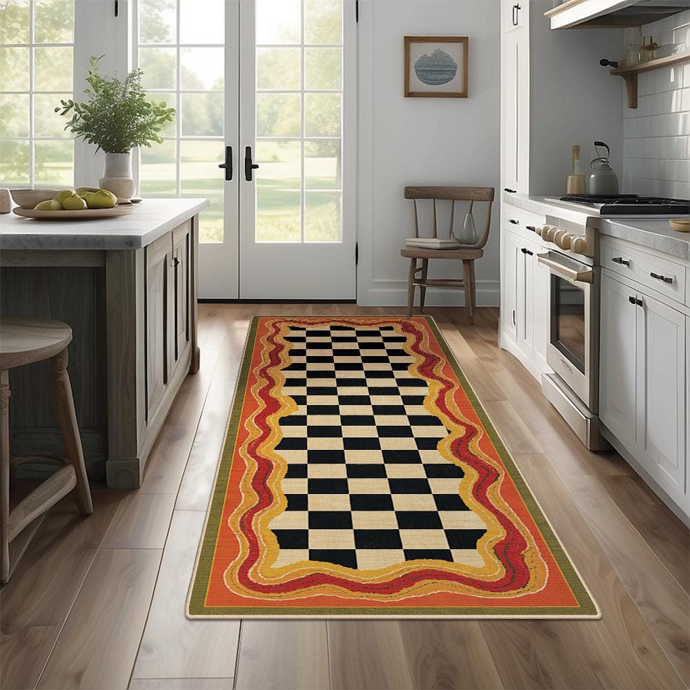 Viking Rug - Viking Axe Runner Rug, Nordic Warrior Black Gold Decor, Norse Myth Battle Axe Carpet