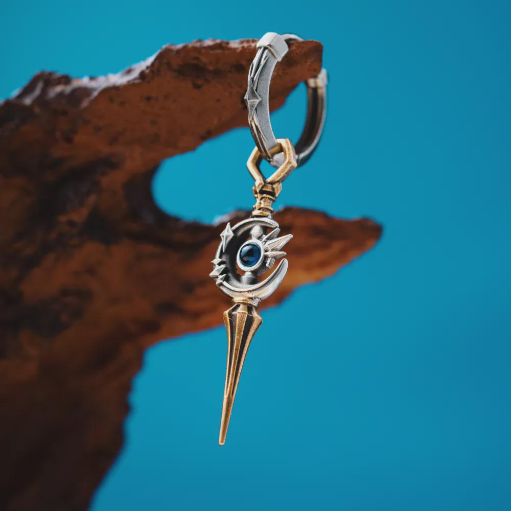 Viking Jewelry Accessory - Double Axe Ear Jacket Earrings, Stainless Steel, Celtic Norse Jewelry