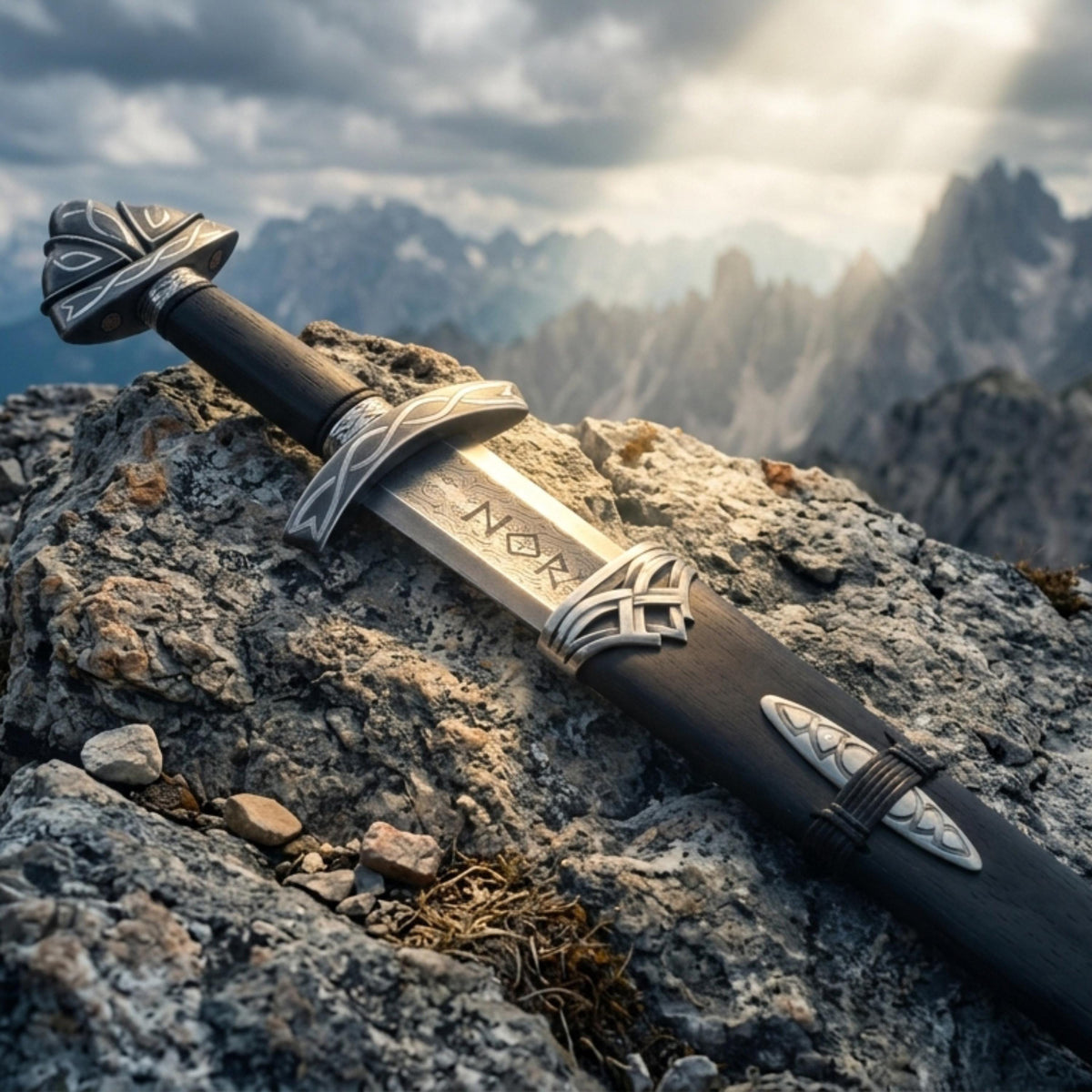 Viking Costume & LARP - Hand Crafted Northmen Damascus Steel Viking Sword, Custom Handmade Blade