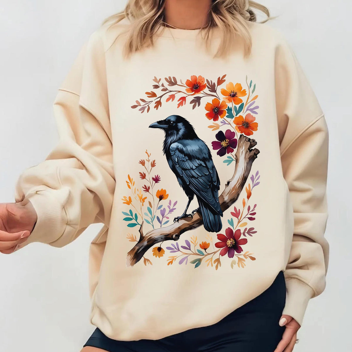 Viking Raven Hoodie - Gothic Raven Hoodie, Raven Skeleton Hoodie, Viking Raven Hoodie, Norse Raven
