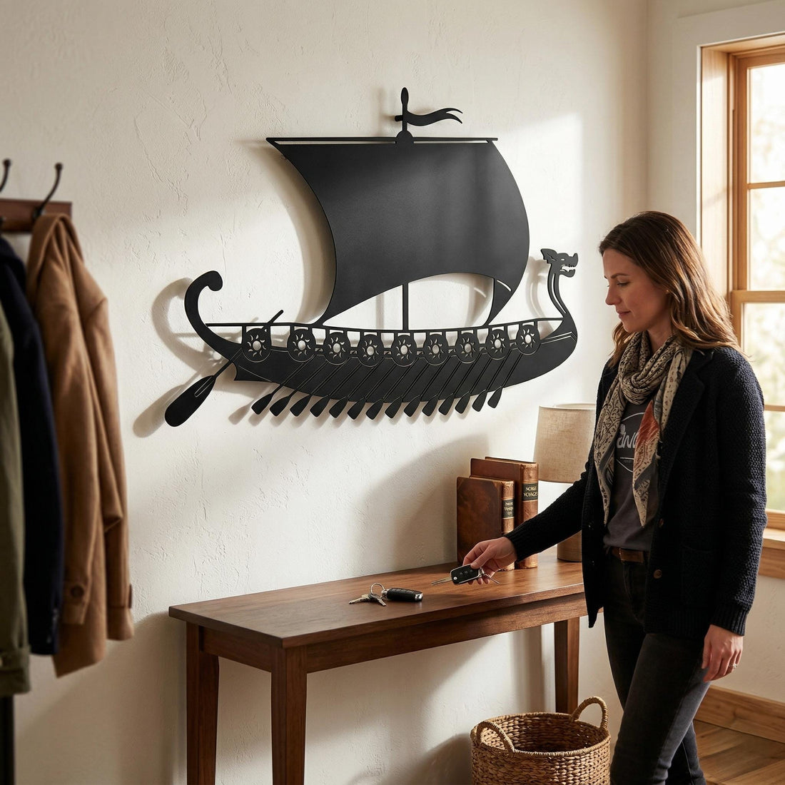 Viking Home Decor - Viking Ship Metal Wall Art: Nordic Home Decor