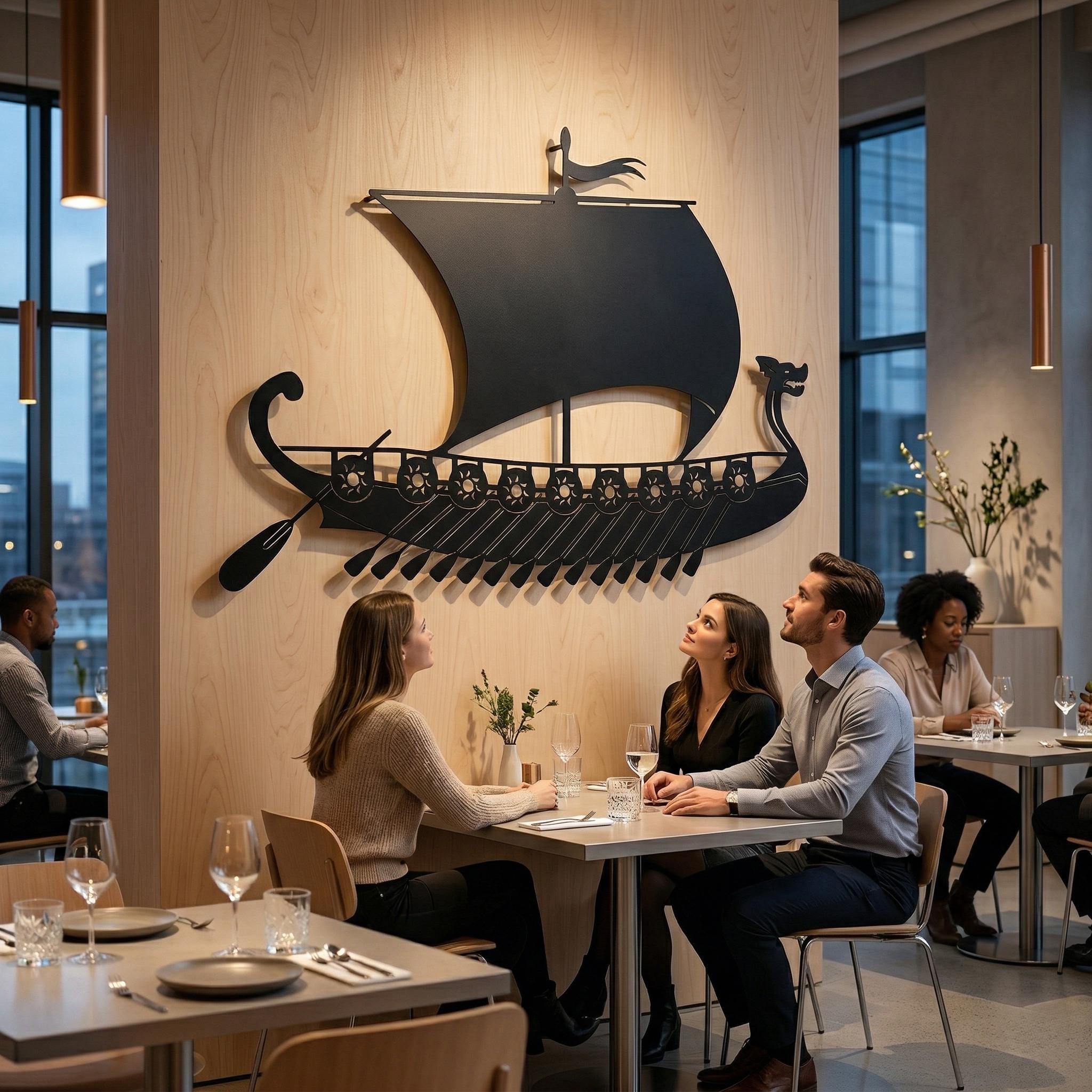 Viking Home Decor - Viking Ship Metal Wall Art: Nordic Home Decor