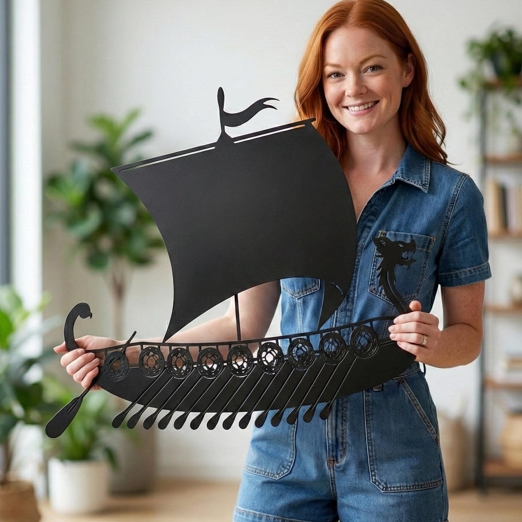Viking Home Decor - Viking Ship Bookshelf Decor