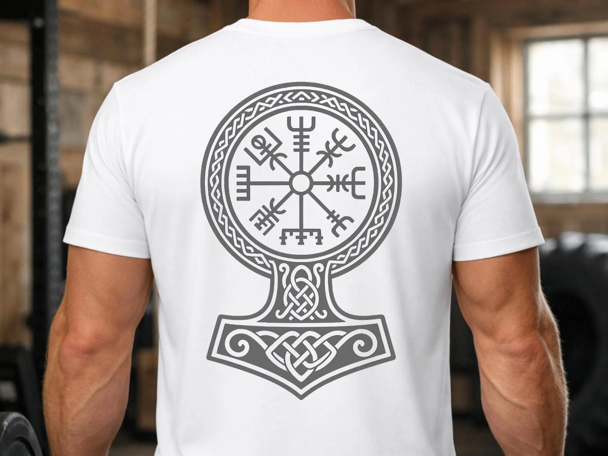 Viking Thor's Hammer Hoodie - Viking Hoodie Men Vegvisir Compass Mjolnir Thor Hammer Norse